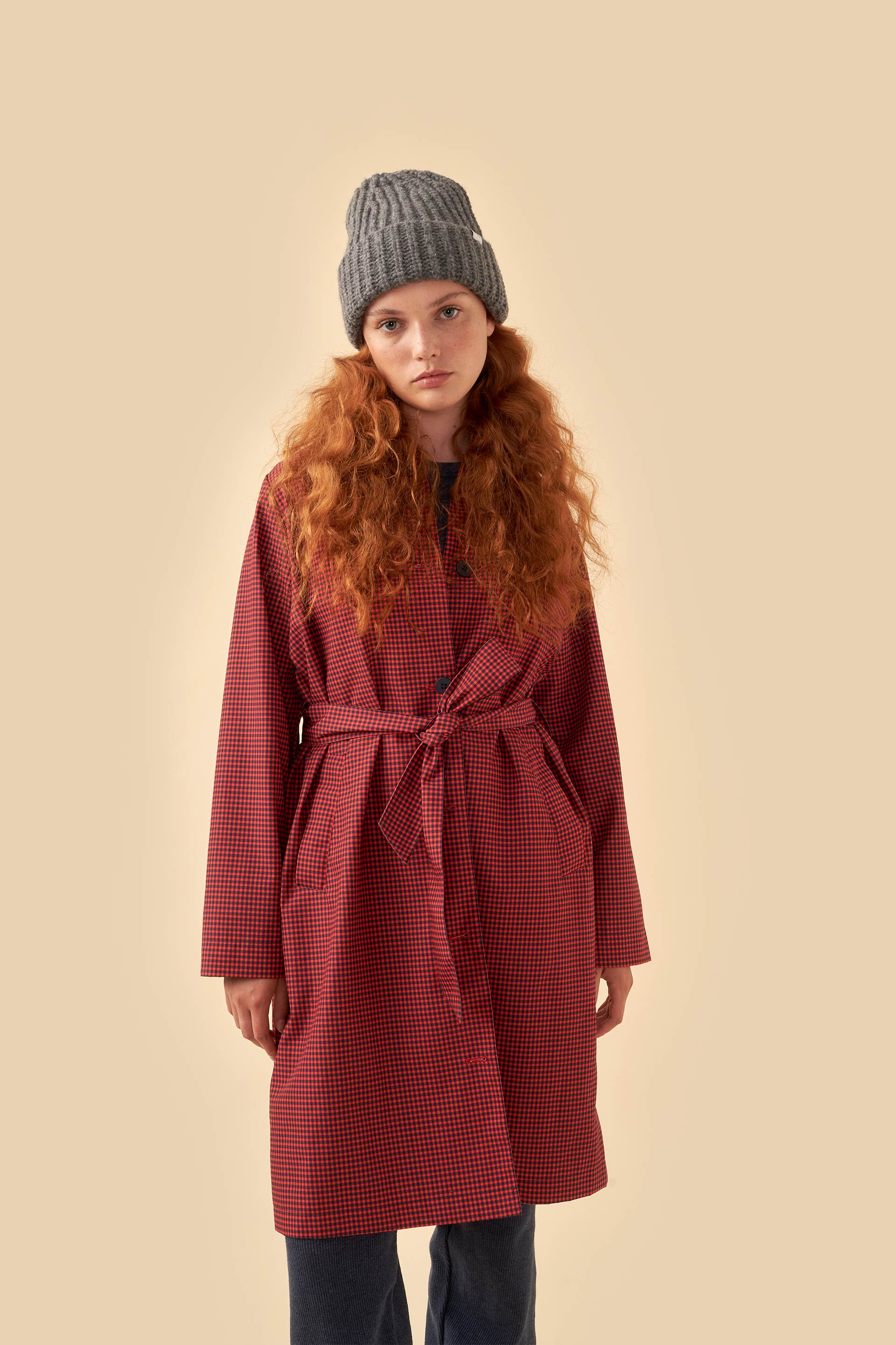 Abrigo Woman Mini Check Light light navy/red