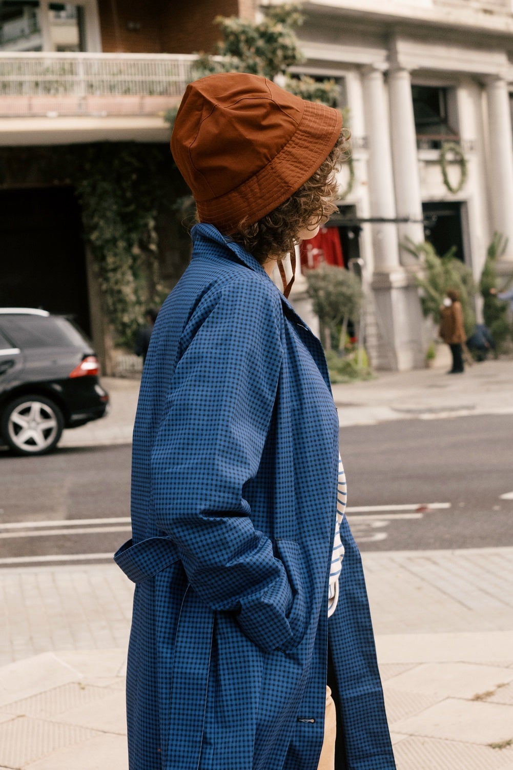 WOMAN MINI CHECK LIGHT COAT ultramarine/navy