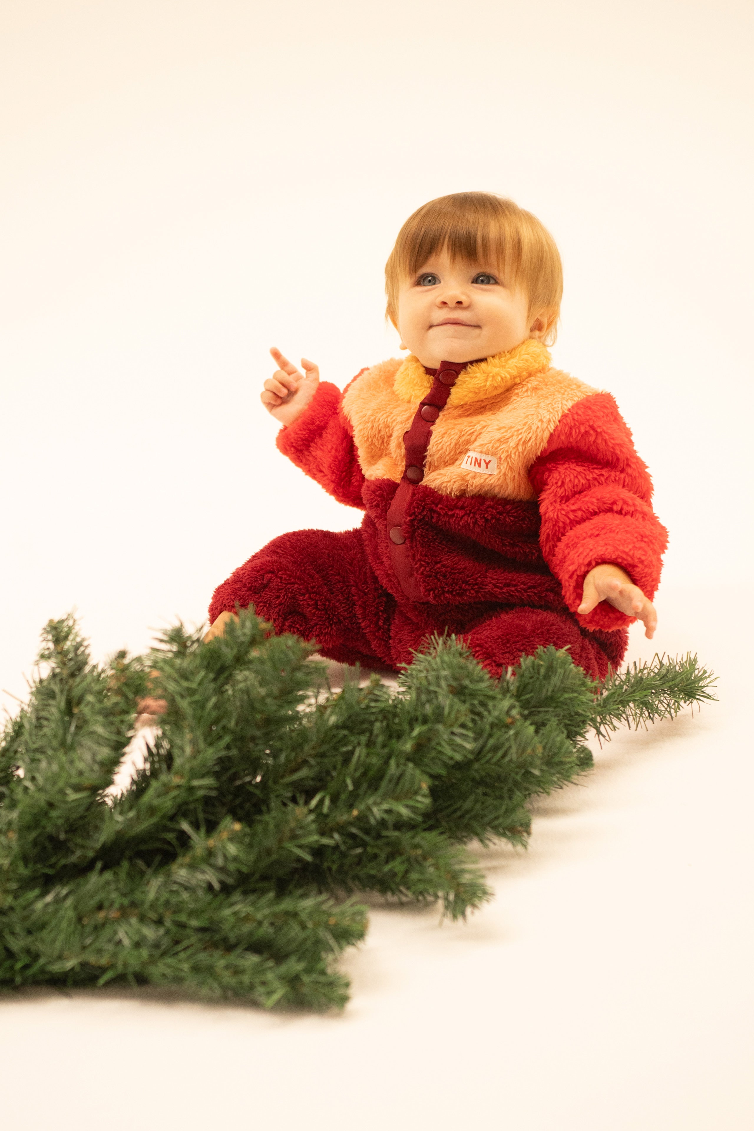 Color Block Polar Sherpa OnePiece deep red/peach TINY