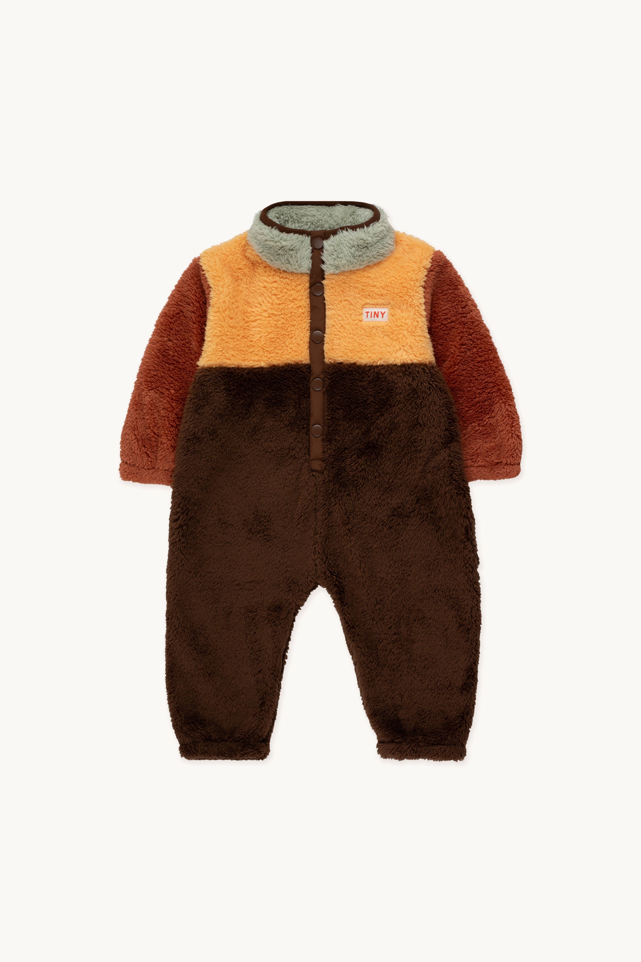 Color Block Polar Sherpa OnePiece dark brown/soft yellow TINY