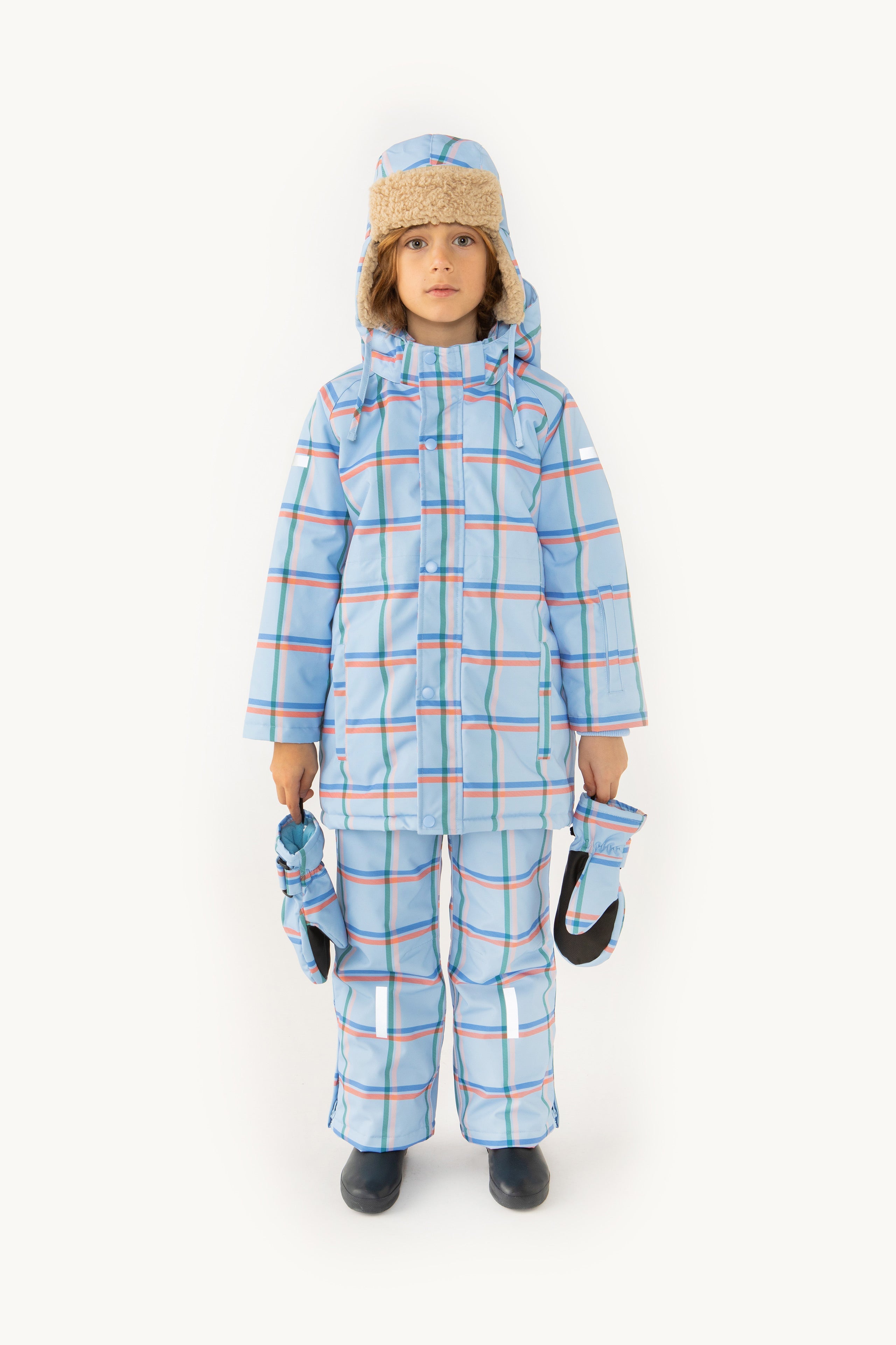 Check Snow Jacket milky blue