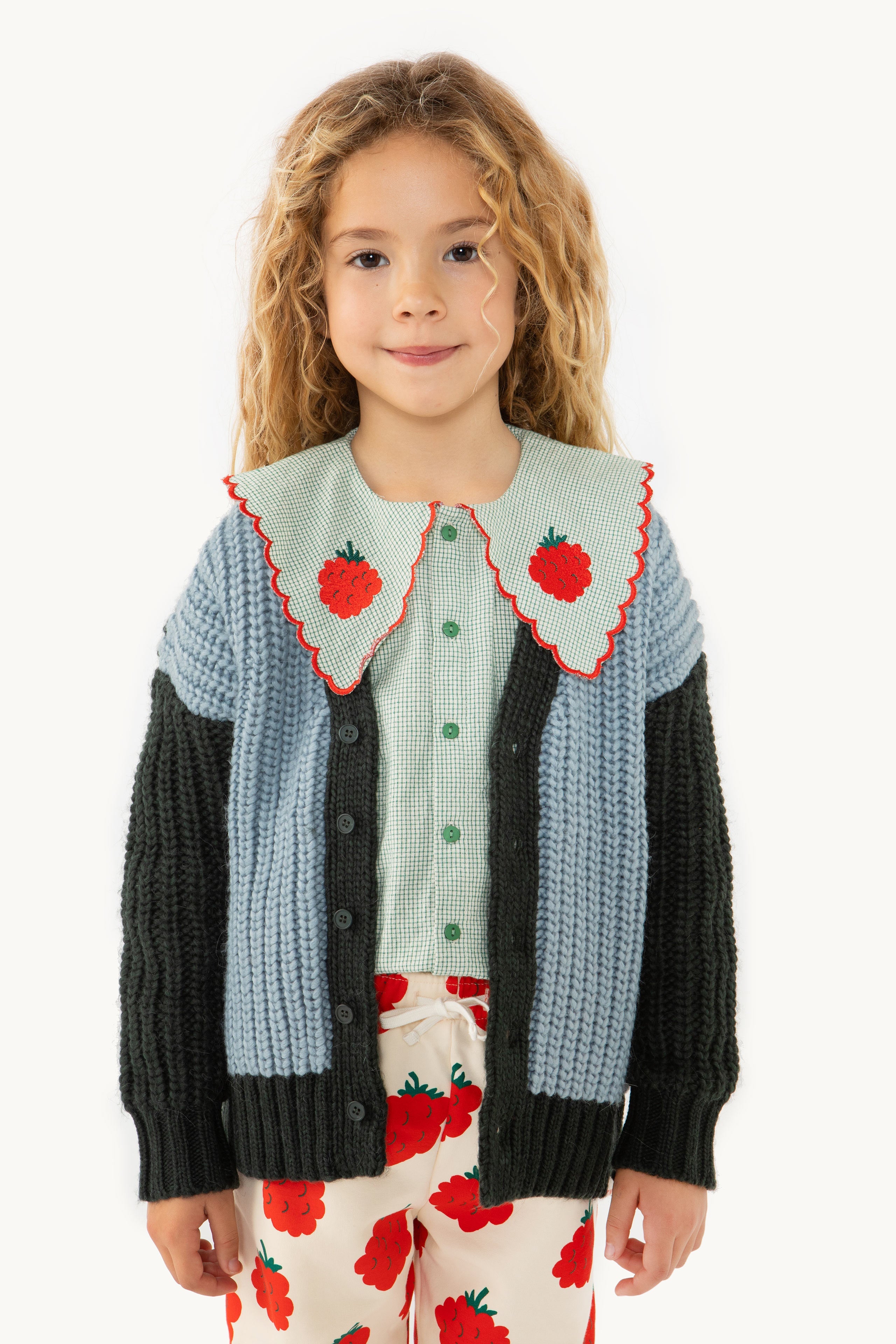 Cardigan Color Block milky blue/dark green