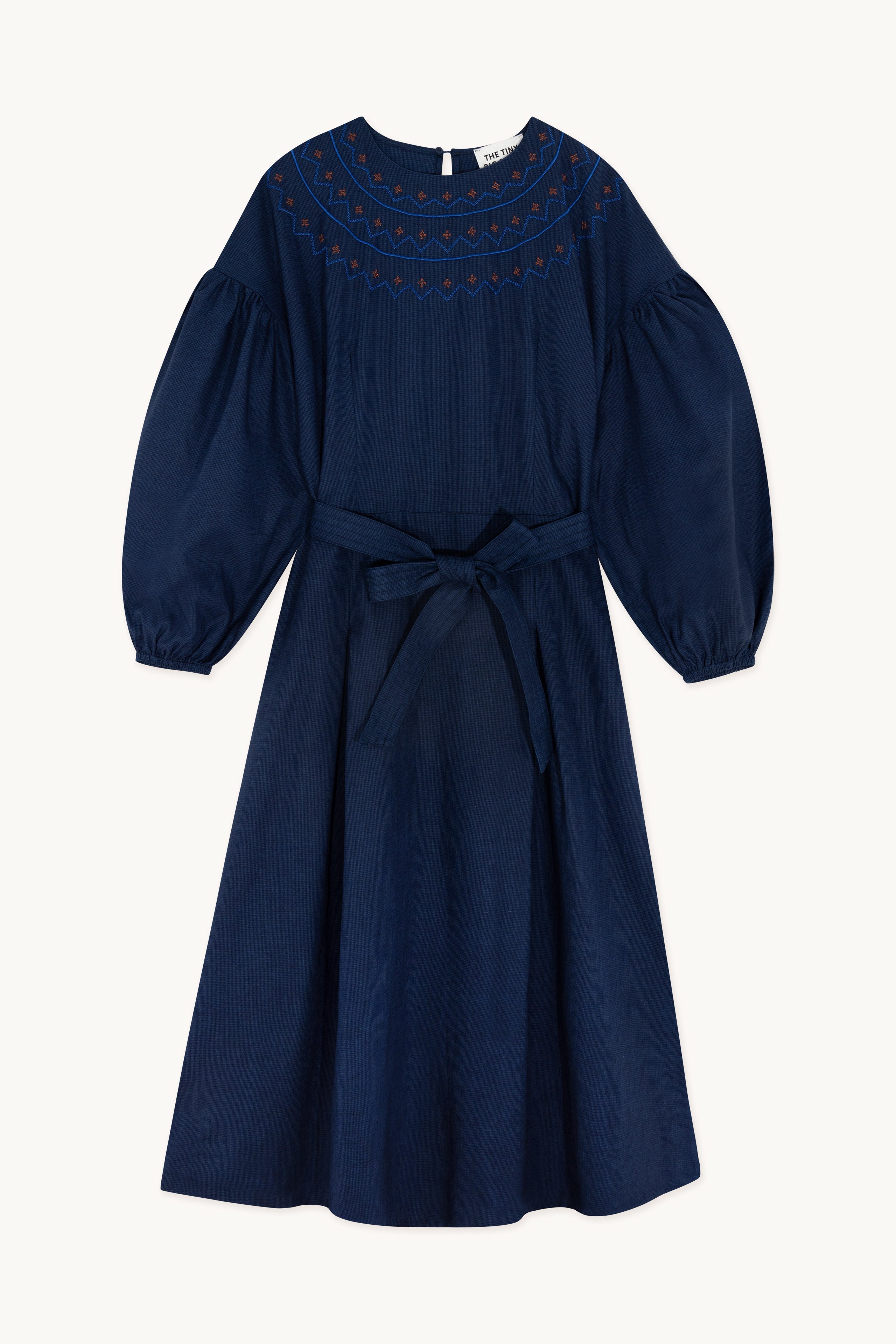 Vestido Con Mangas Abullonadas navy