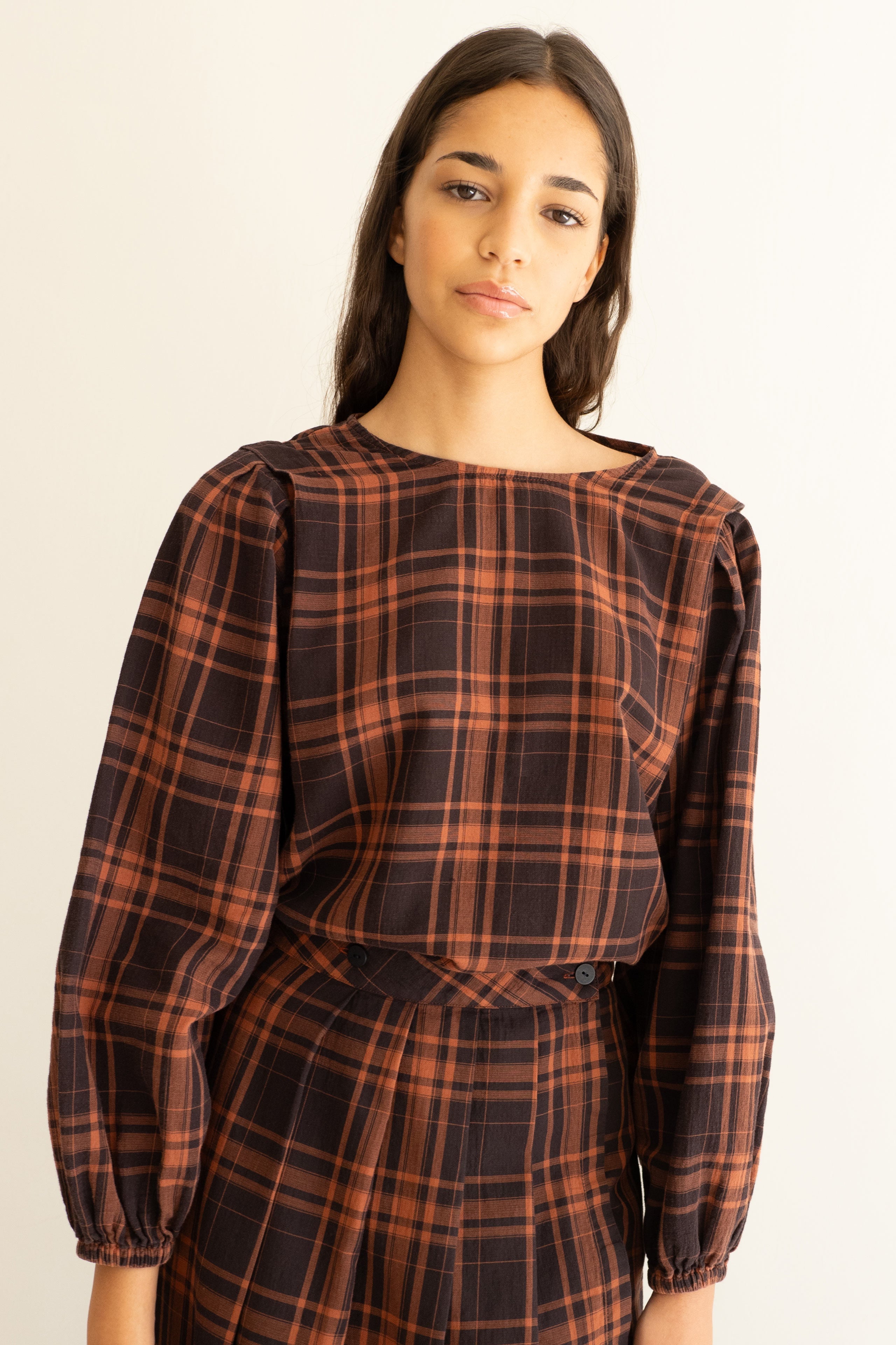 Blusa A Cuadros black/brown