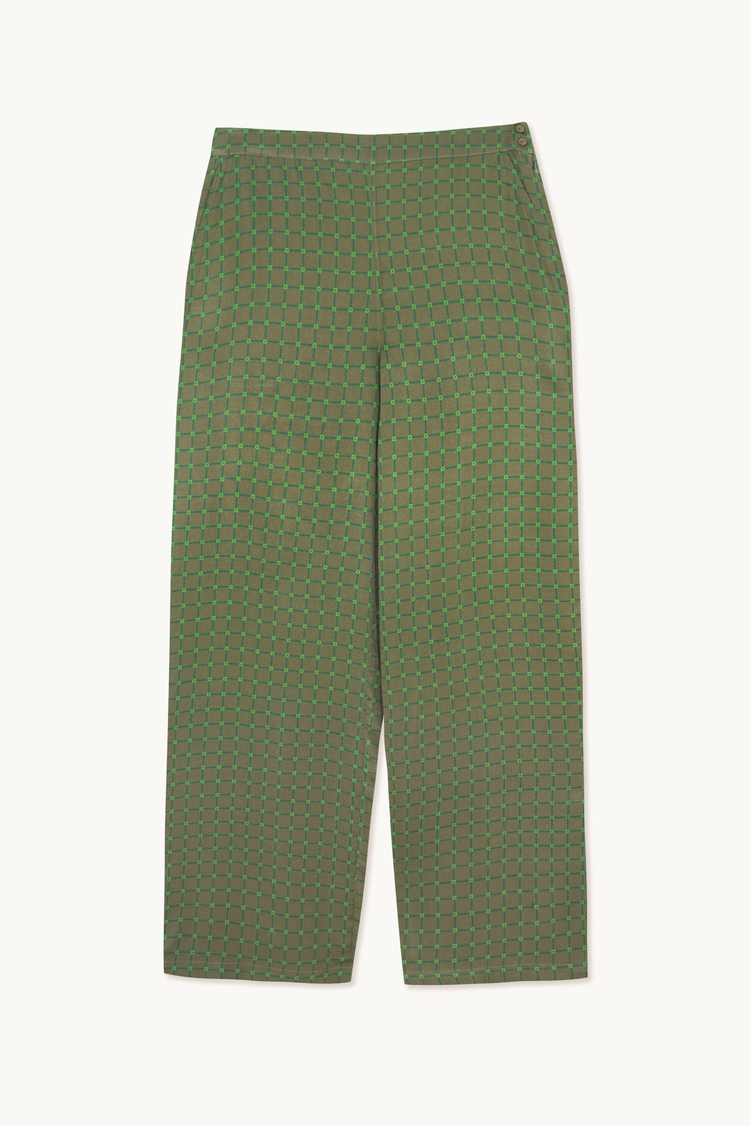 Pantalón Flowers Estampado Rejilla khaki