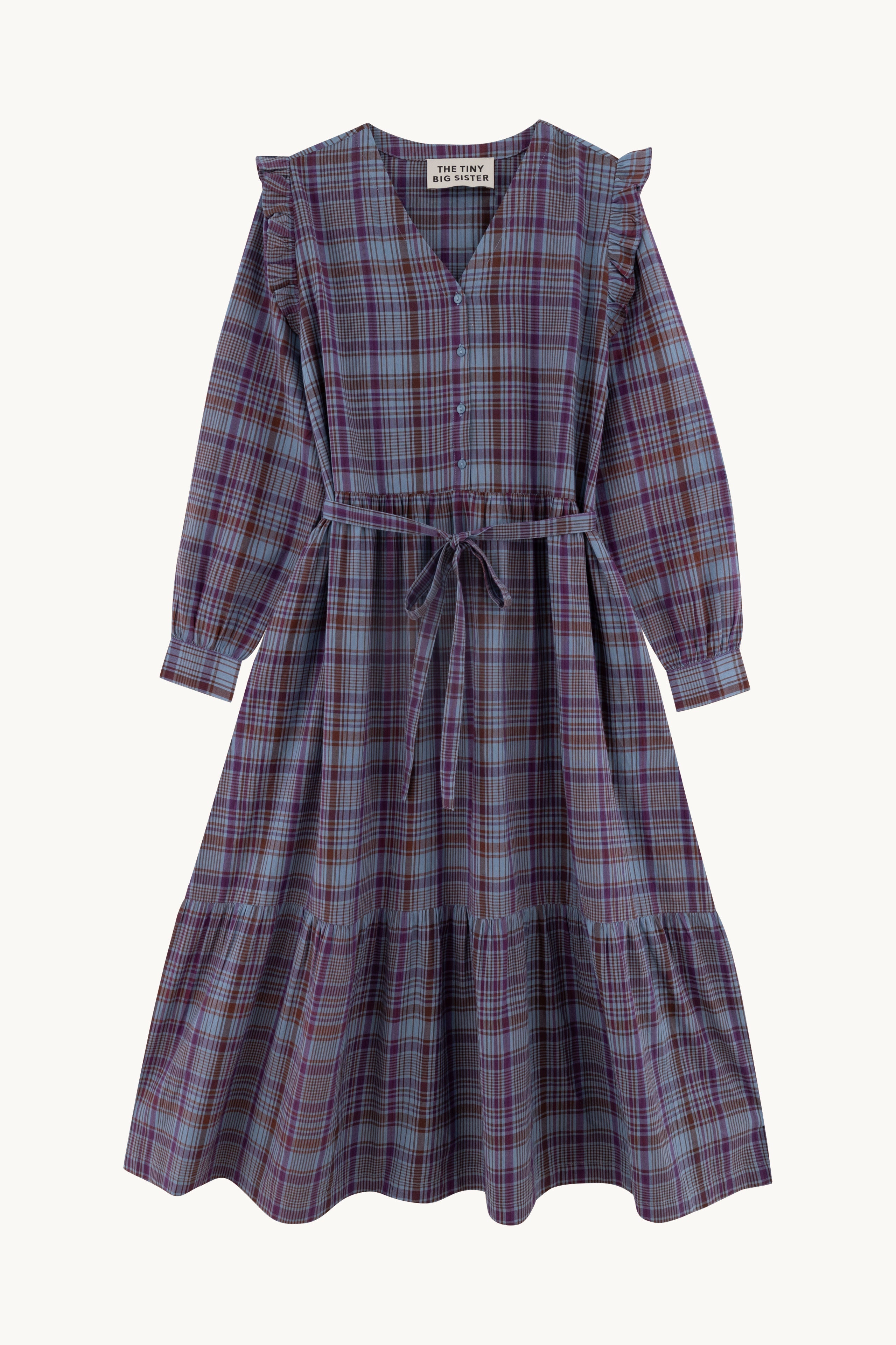 V-Neck Check Dress dark grey