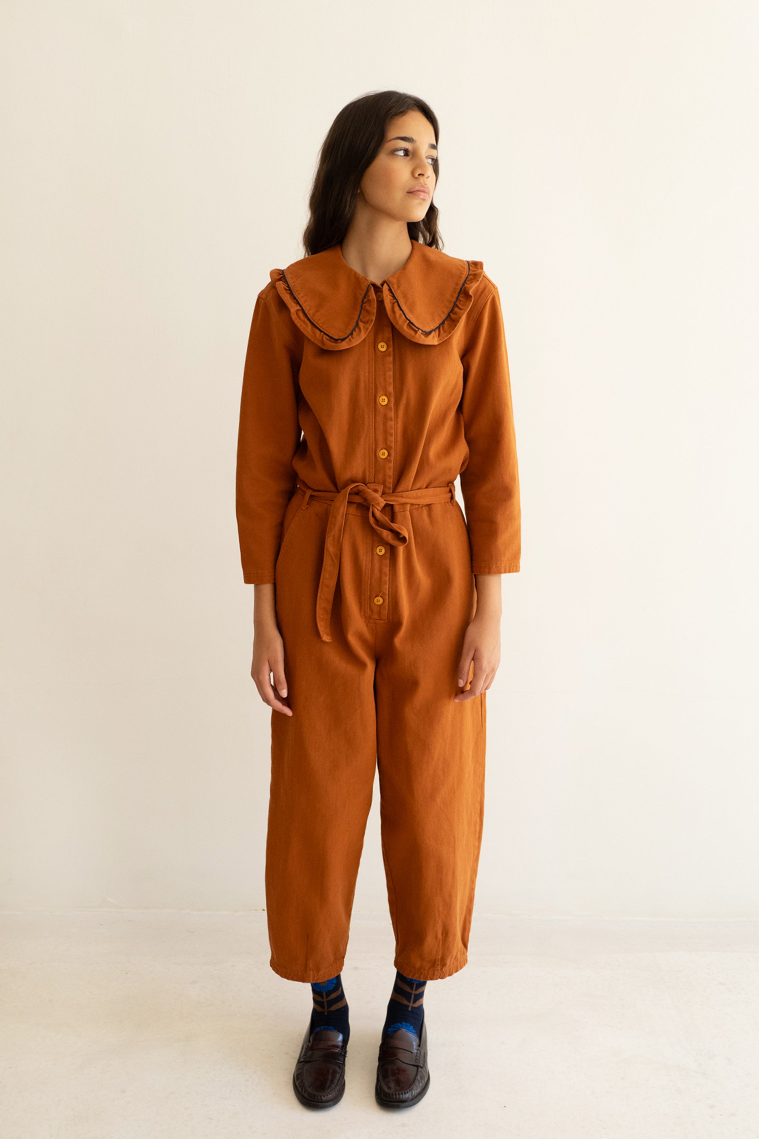 Collar Jumpsuit brown