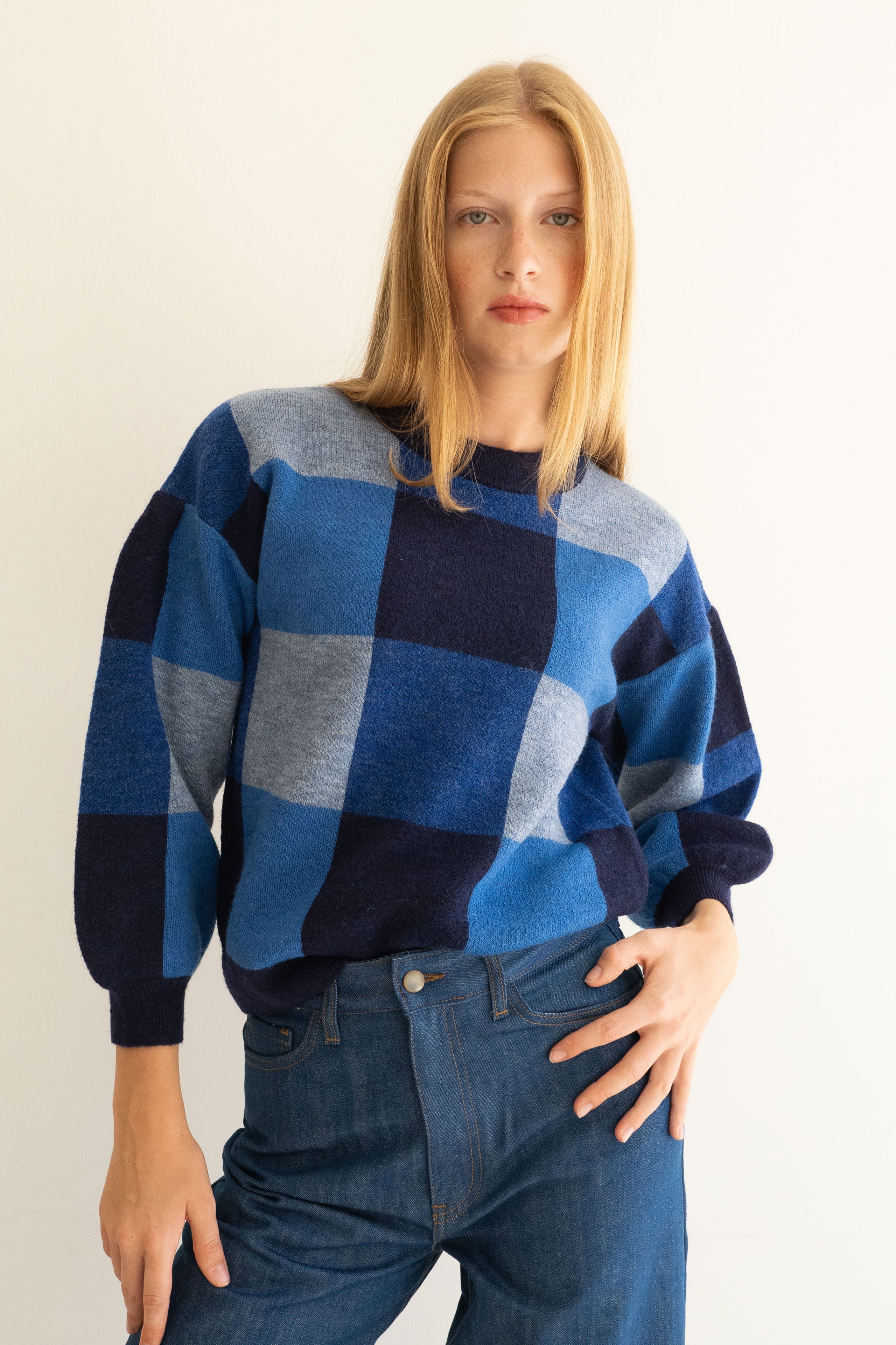 Alina Check Jumper navy/ultramarine