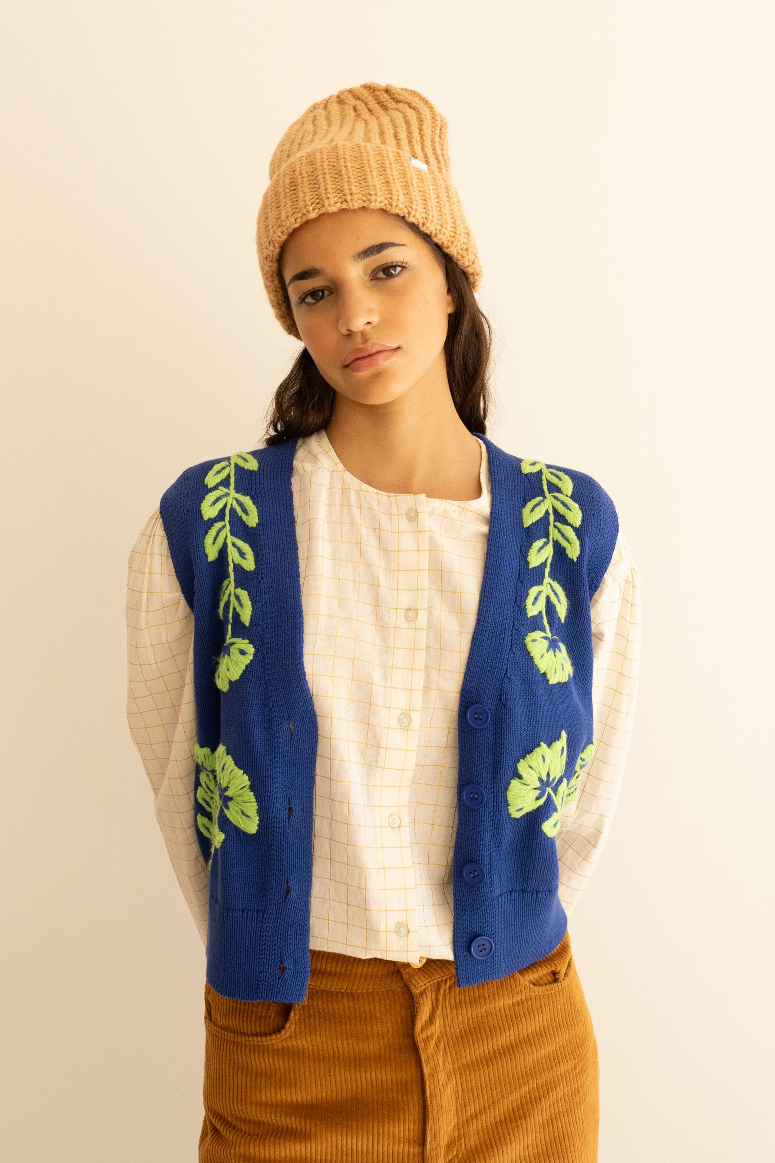 Patric Flowers Vest cobalt blue