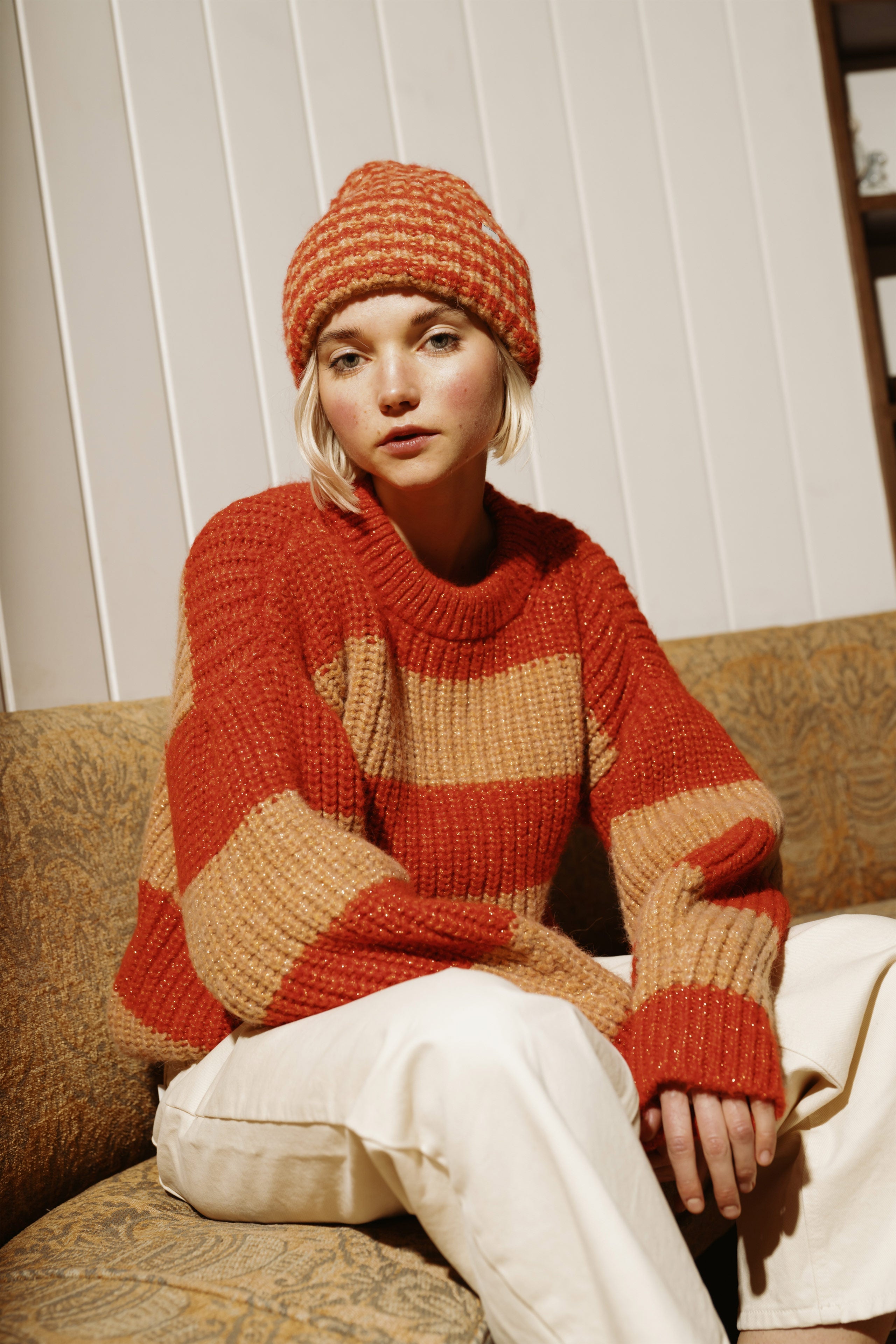 Jersey Alina Shiny A Rayas summer red/taupe