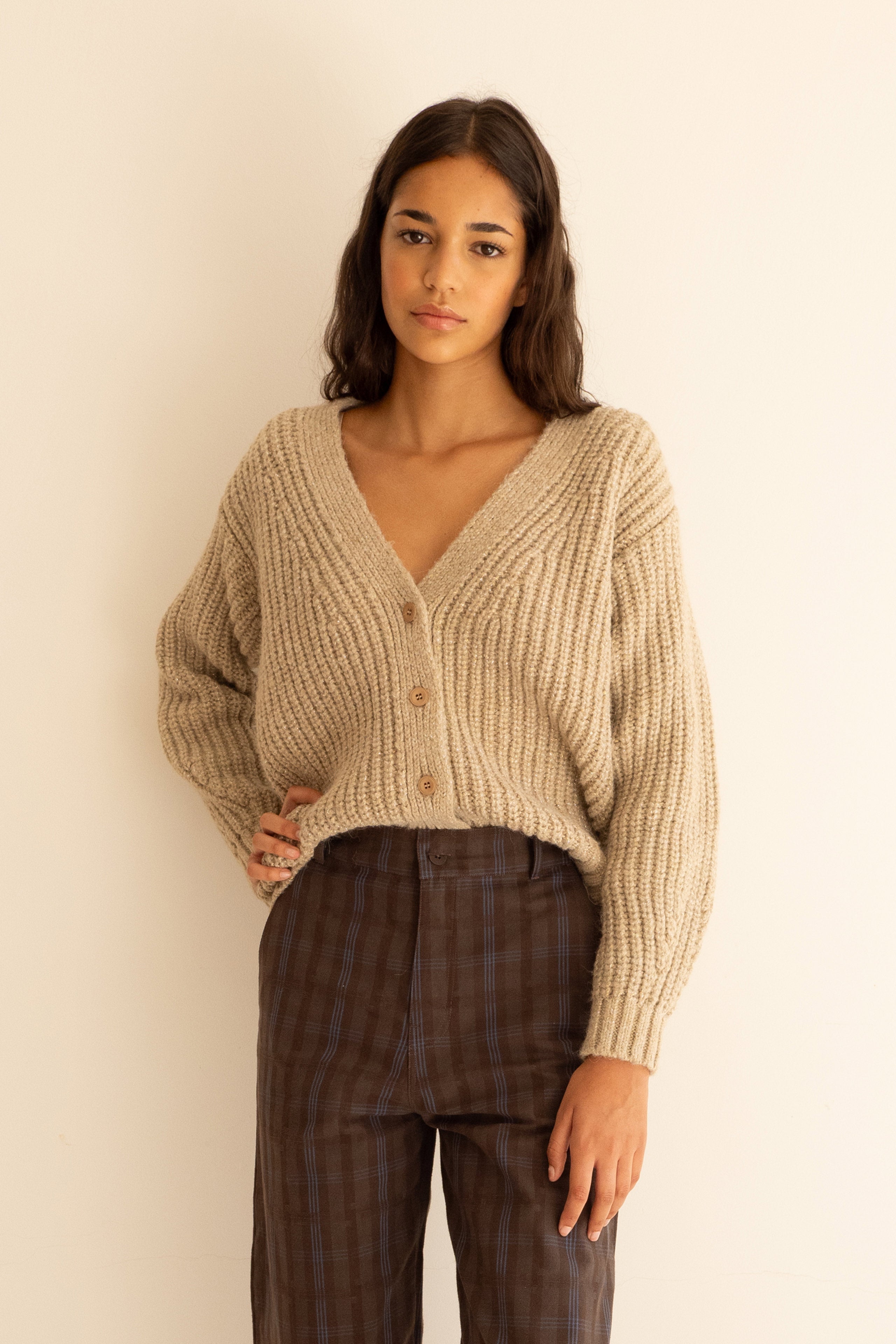 Cardigan Lurex Nora vanilla