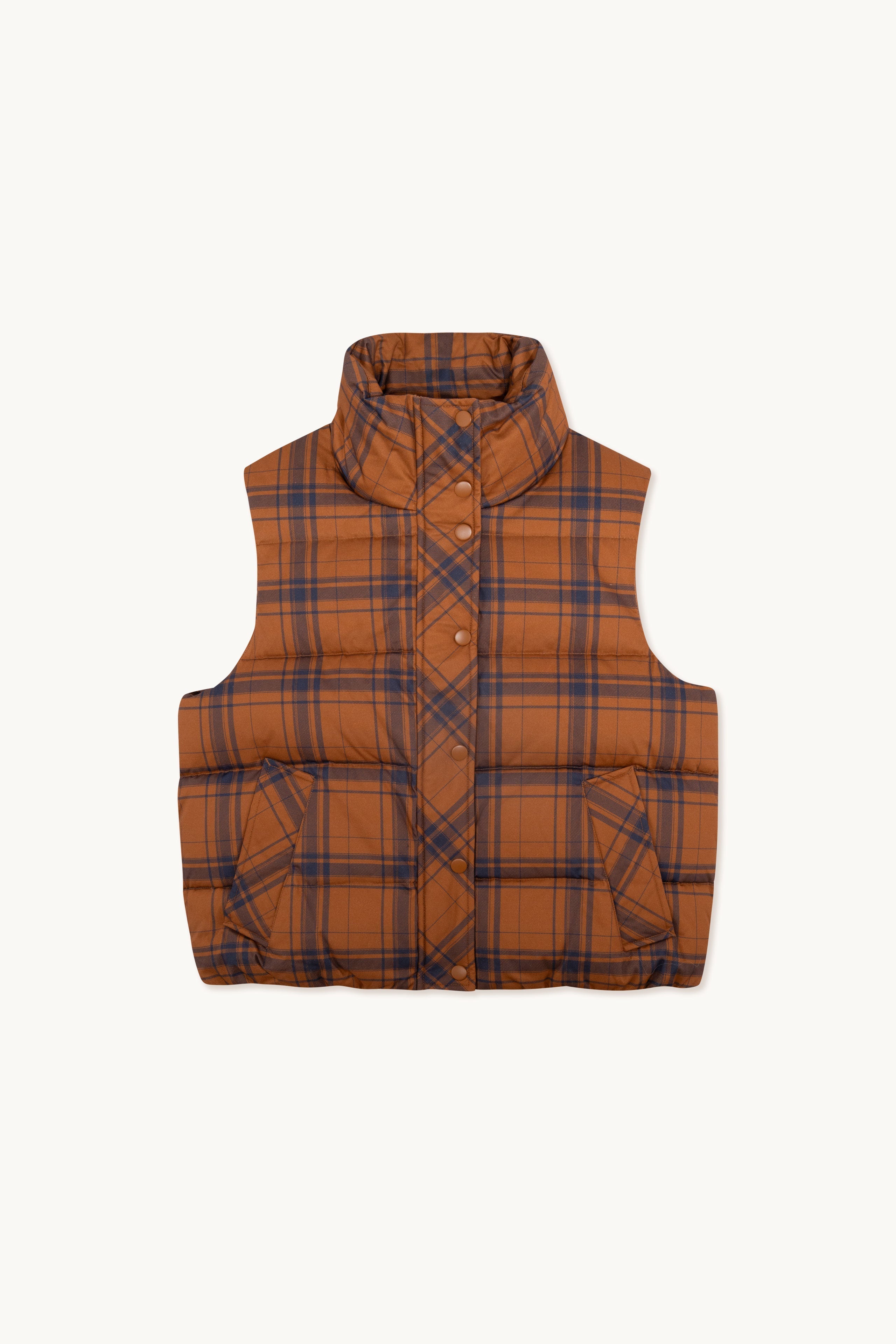 Check Down Vest brown