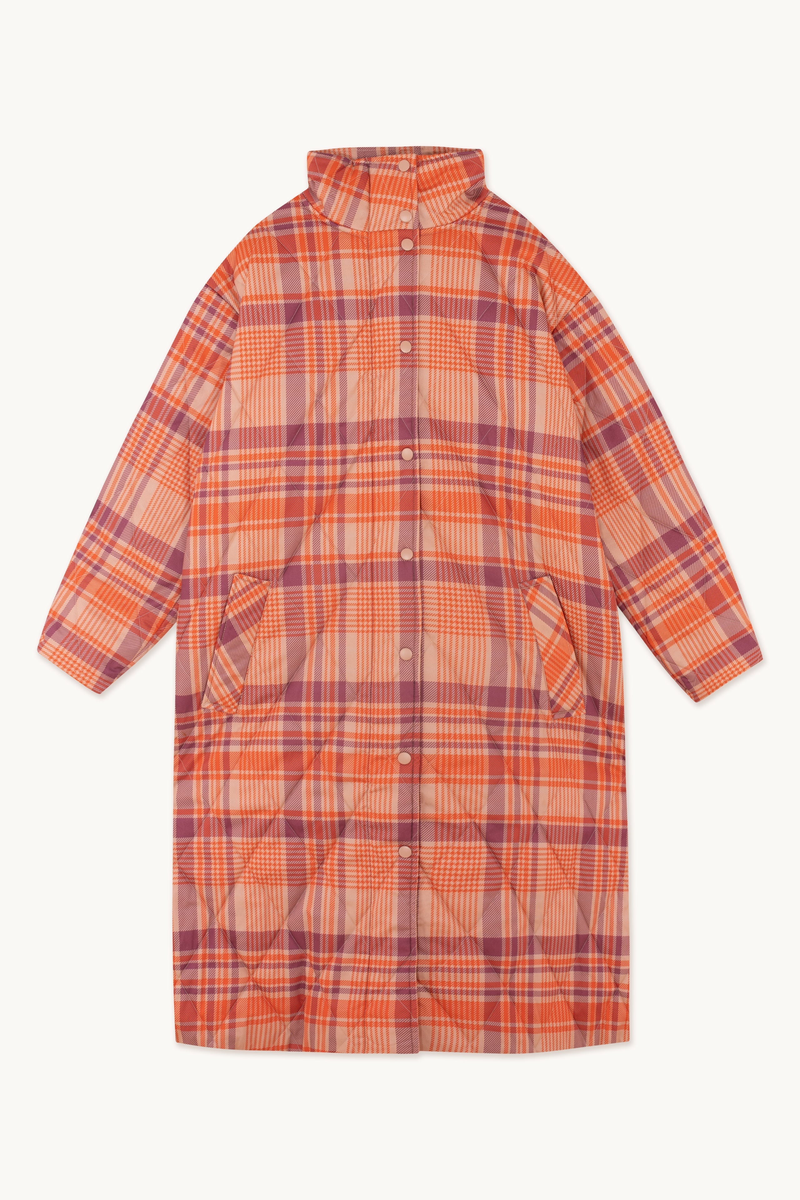 Check Quilted Jacket peach