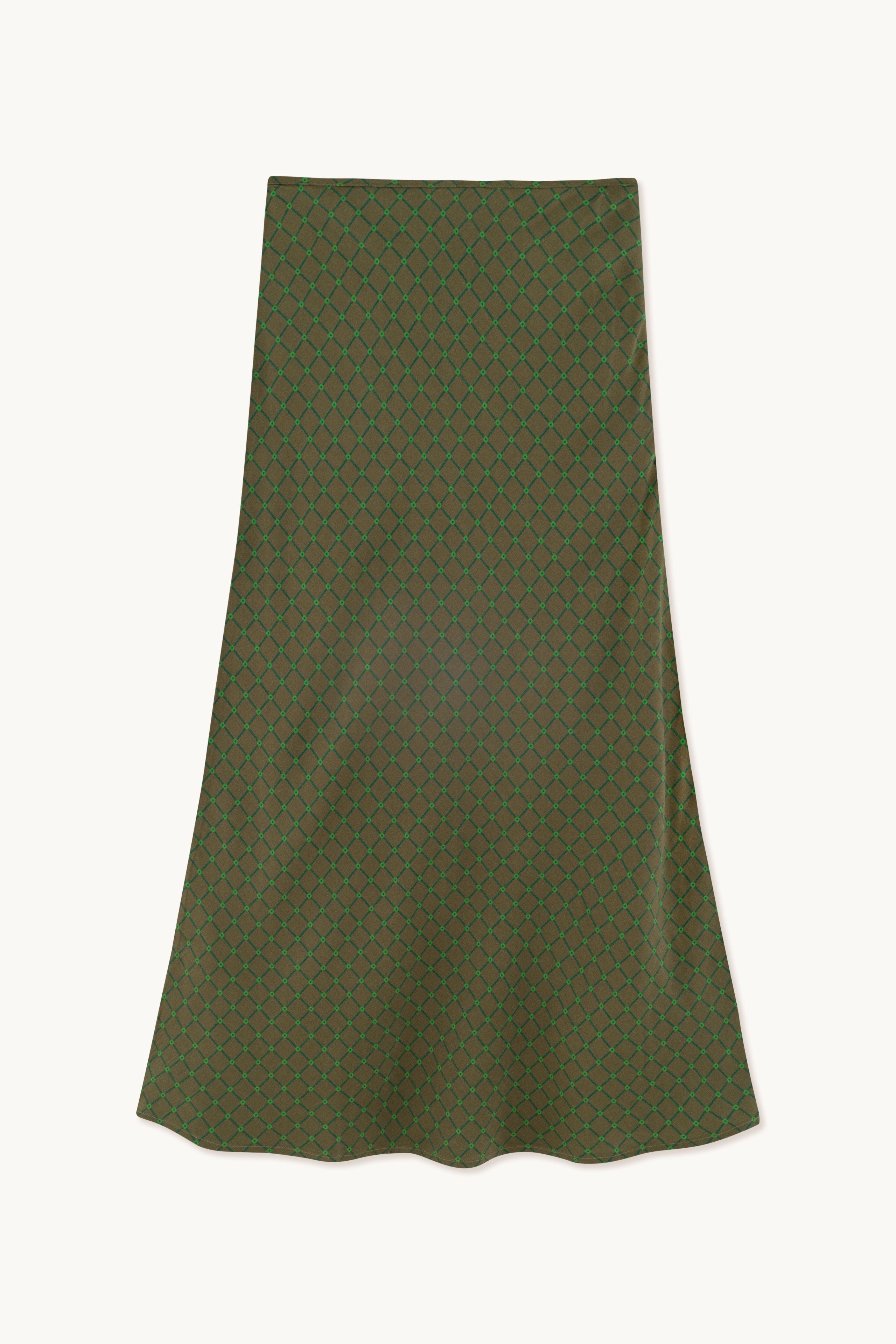 Falda Flowers Rejilla Corte Sesgado khaki