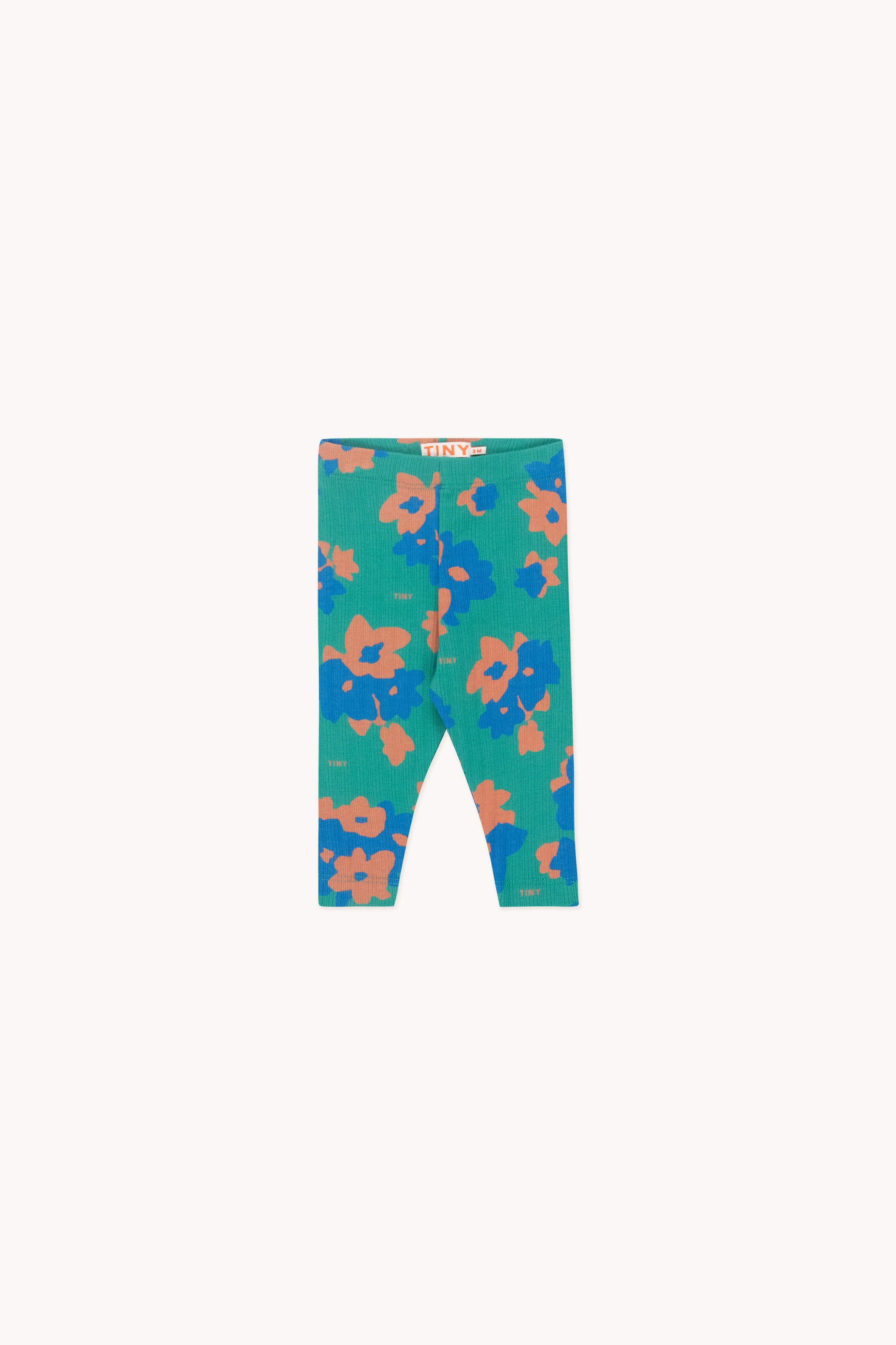 Flowers baby leggings deep green