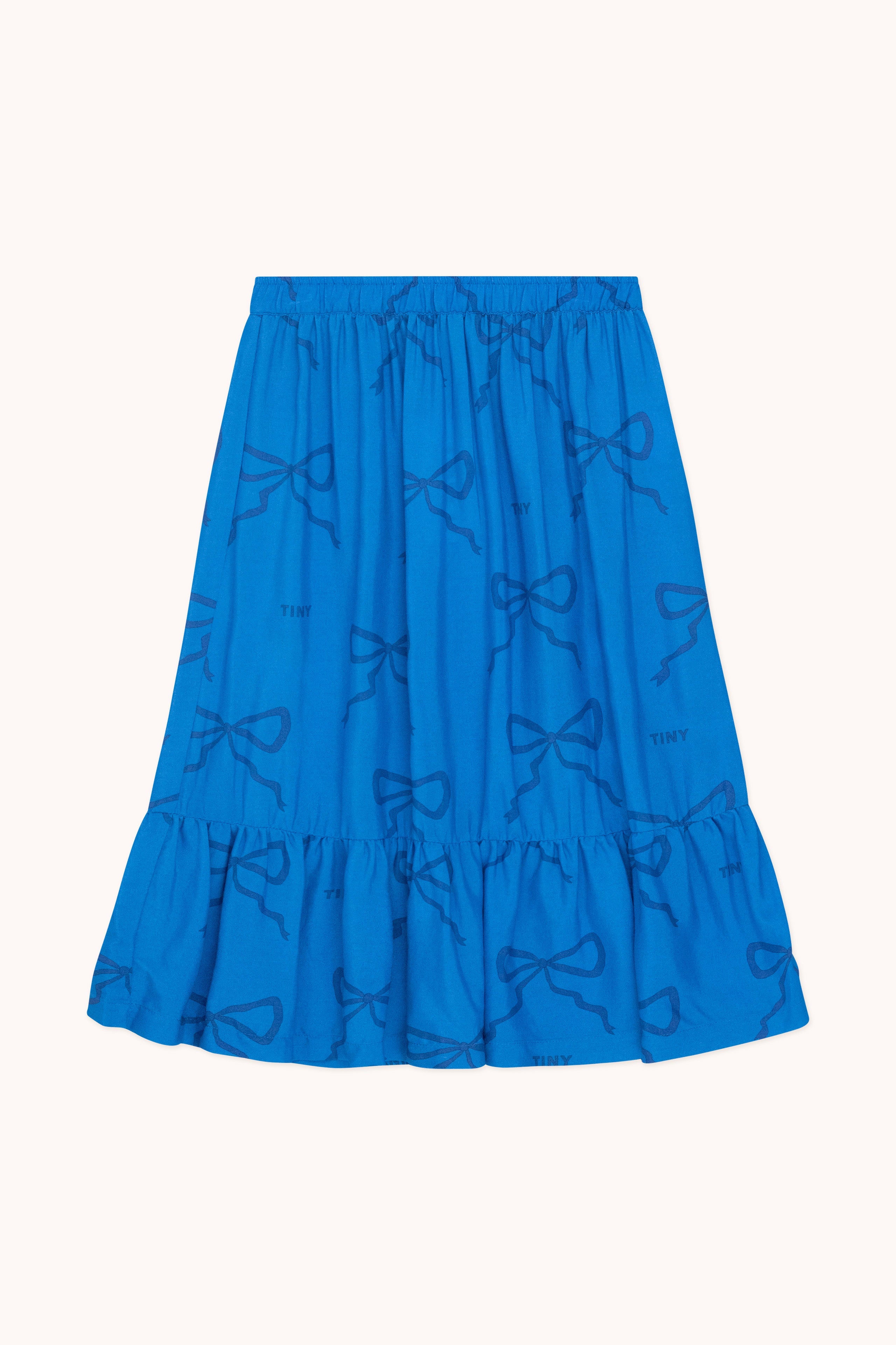 Bows satin long skirt blue