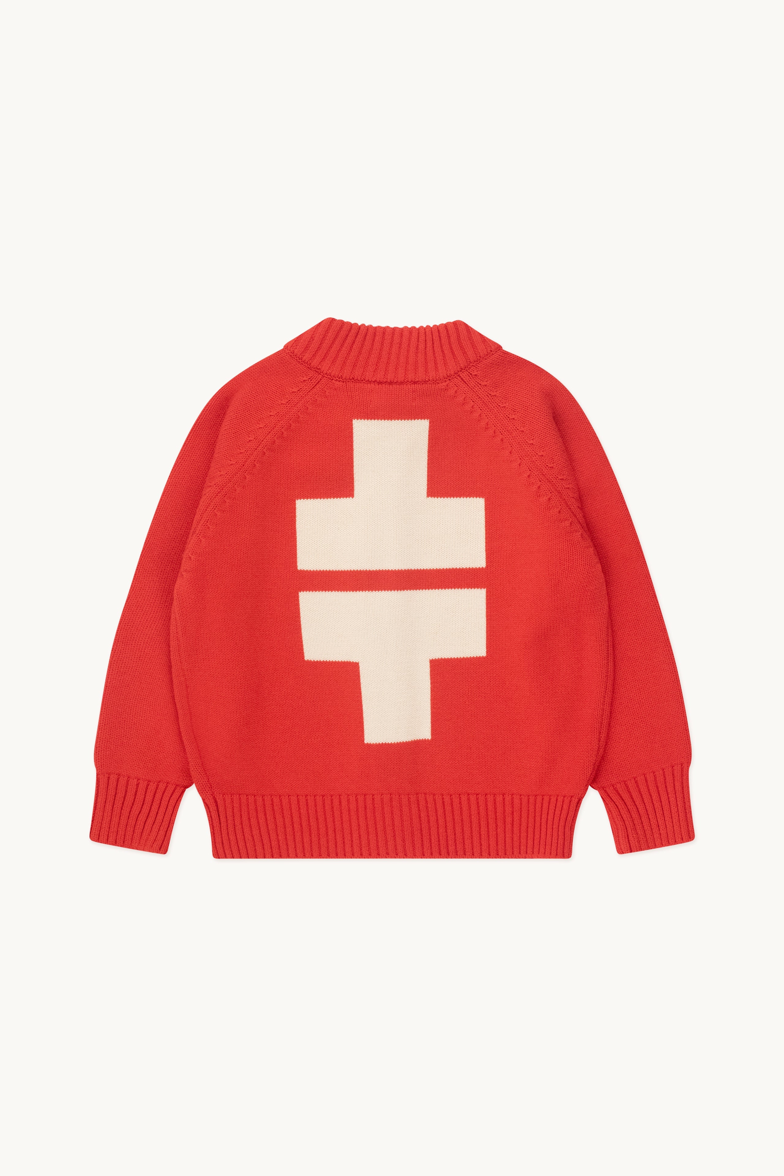 Raglan mockneck cardigan red
