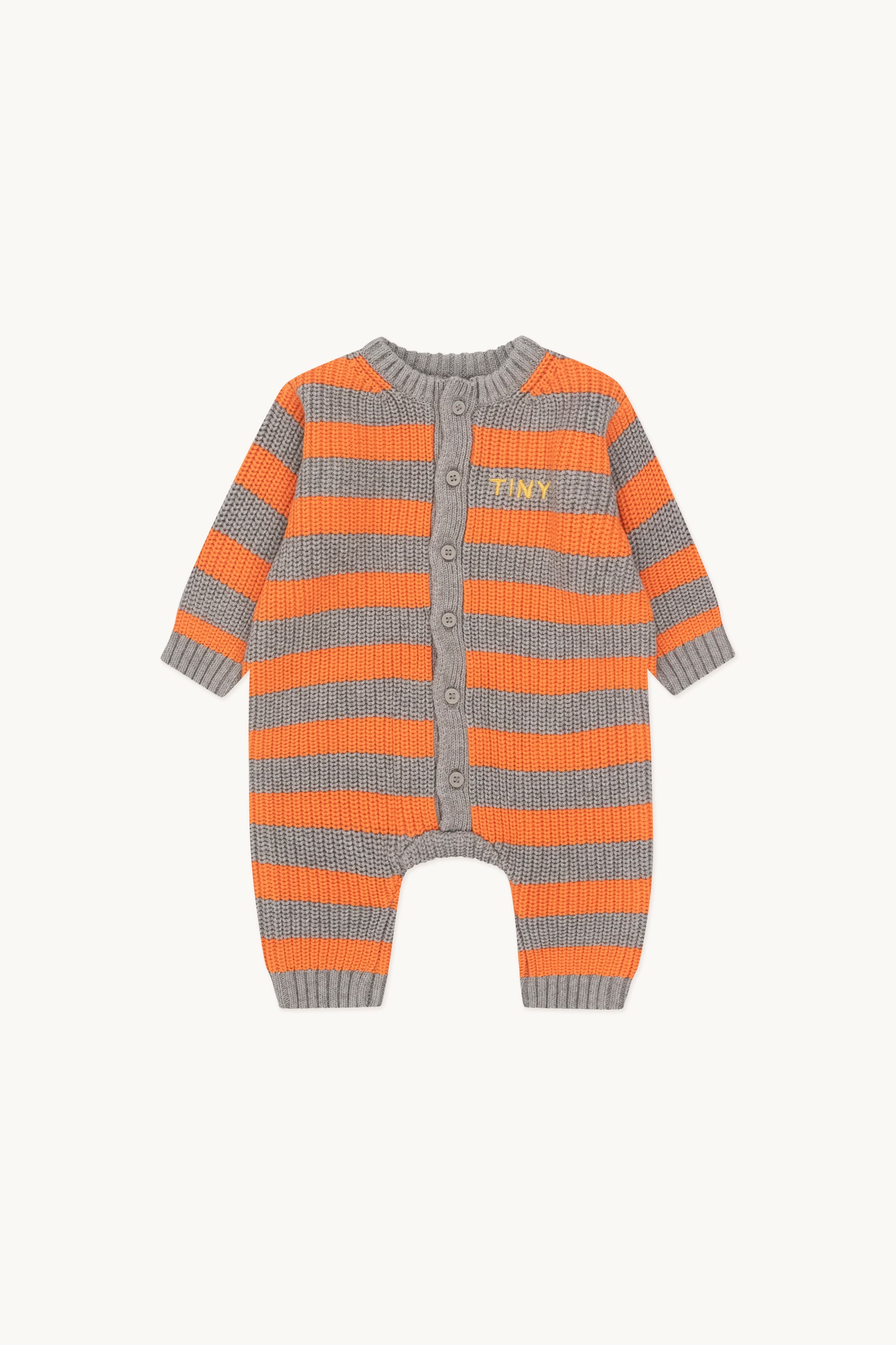 Stripes one-piece warm grey/summer red