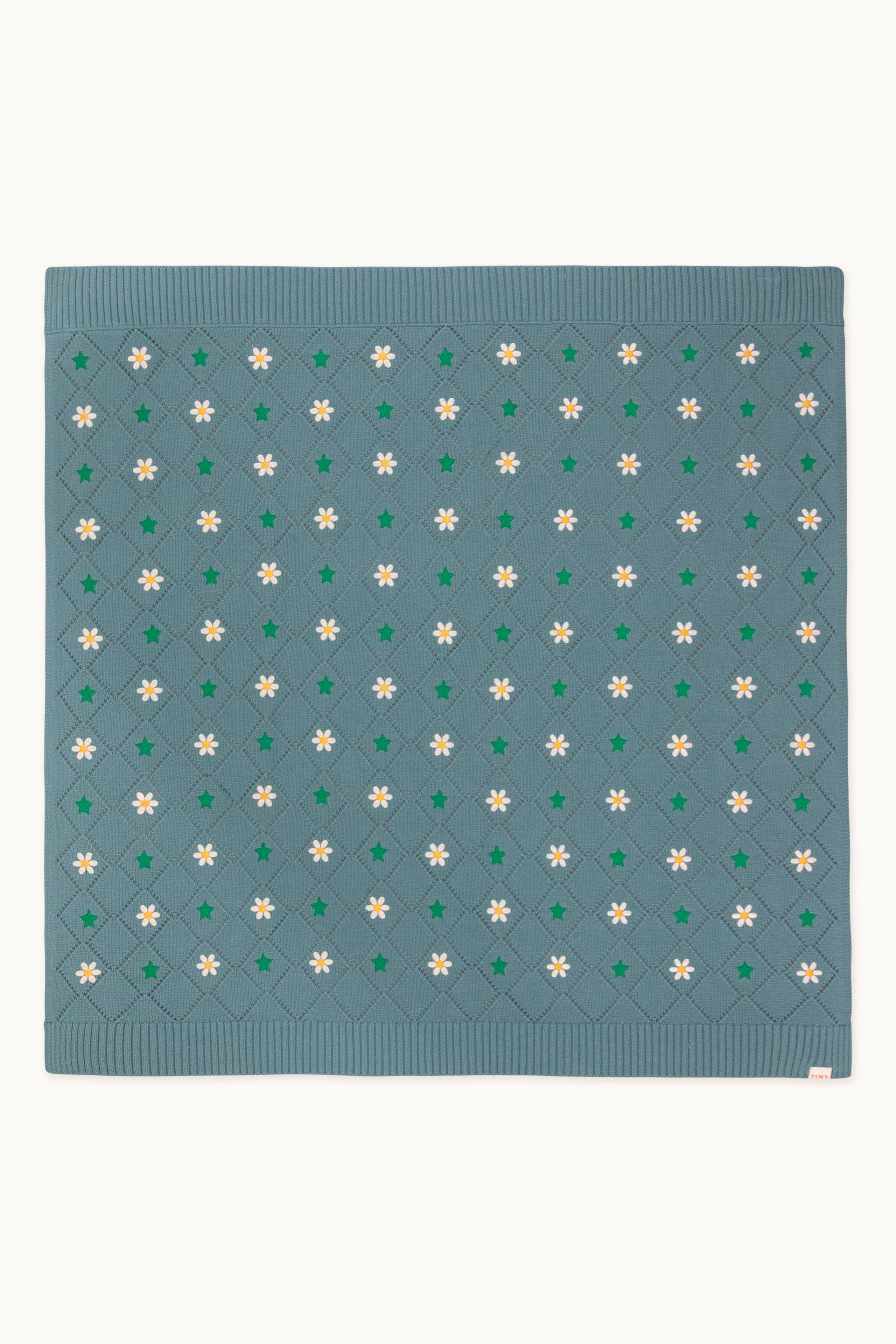 Stars and flowers blanket dark pistachio