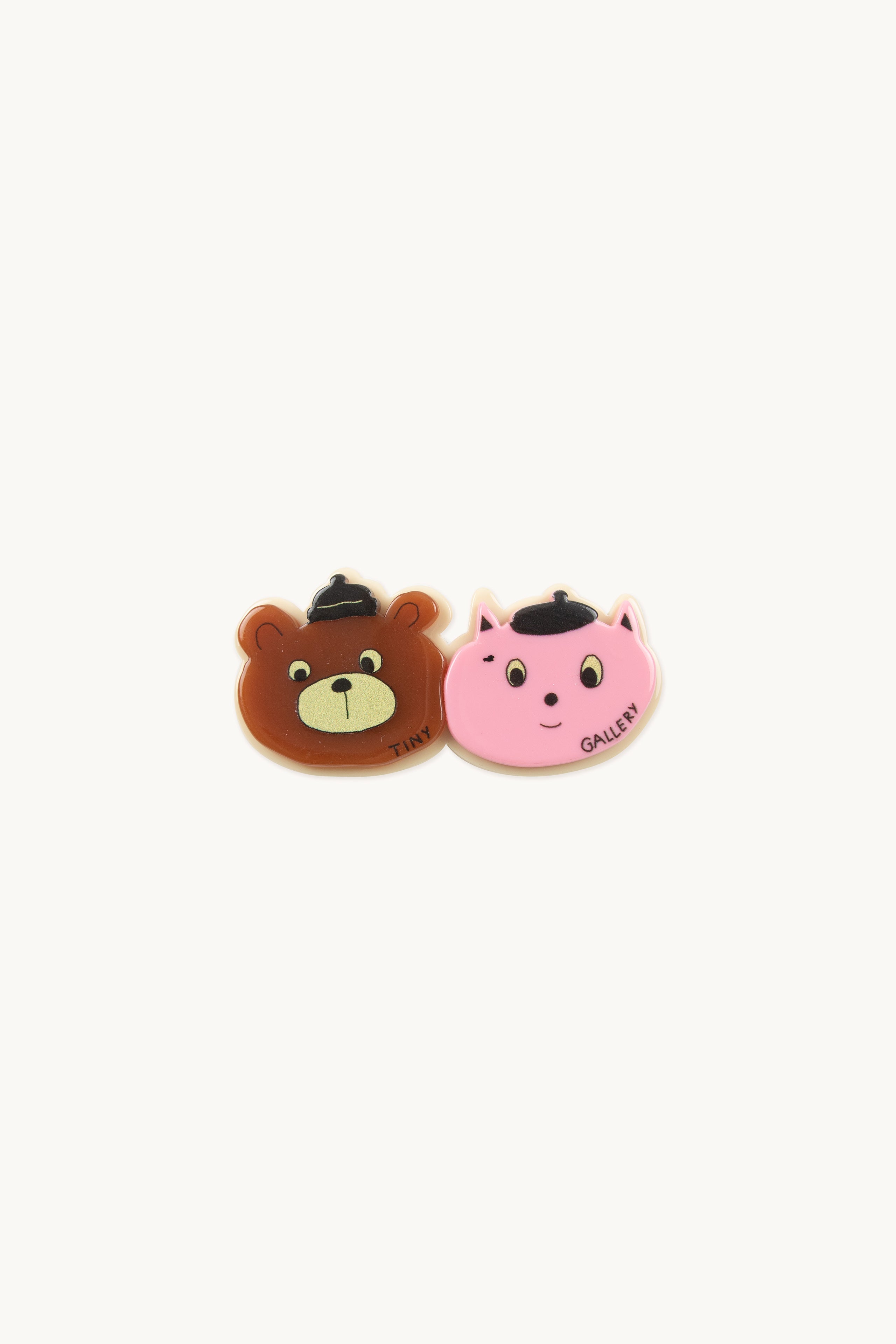 Clip grande bear and cat brown/peach