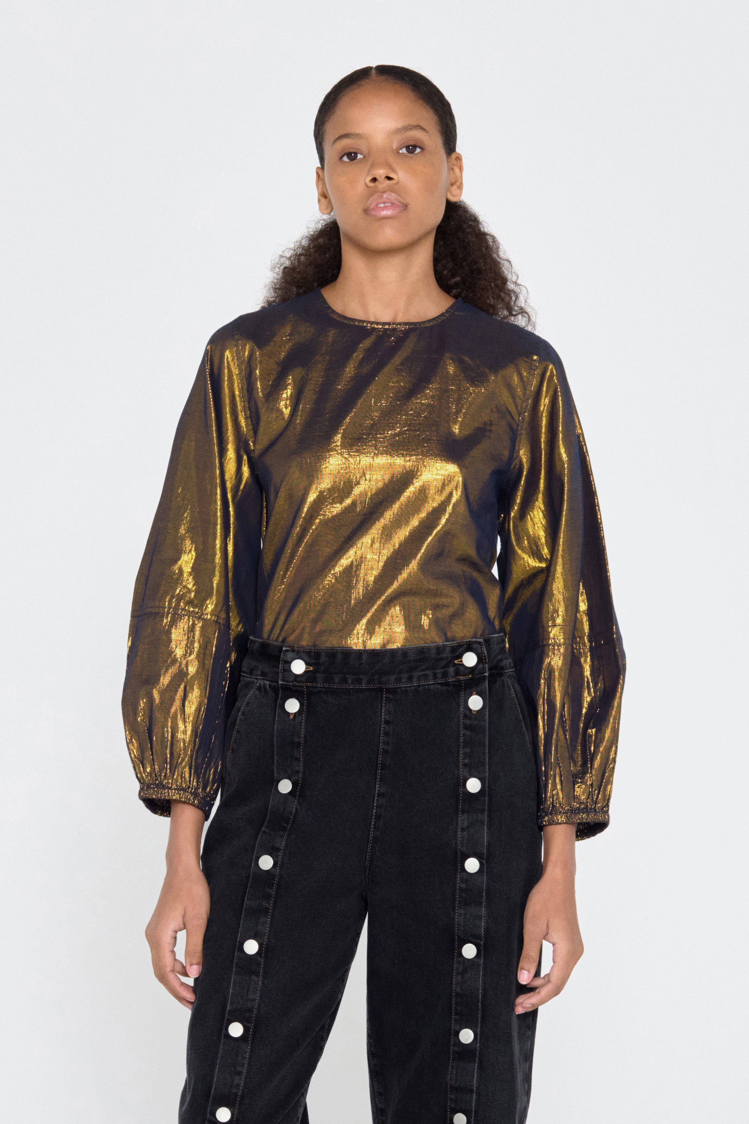 Puff sleeves blouse navy