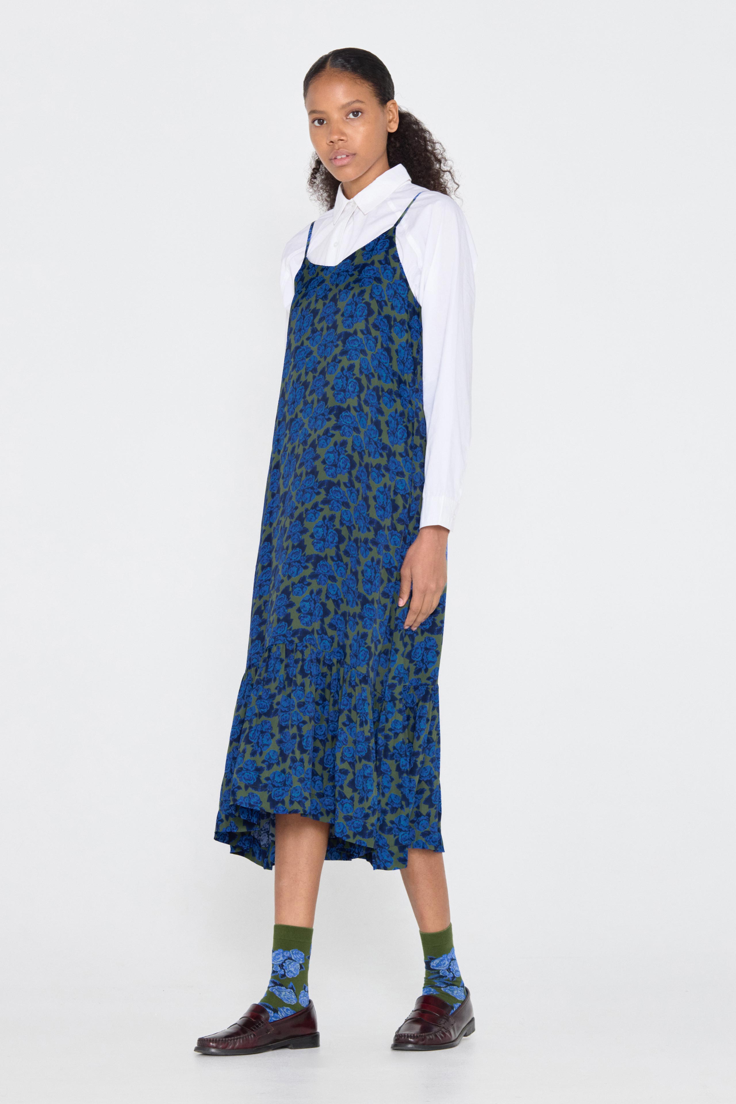 Vestido roses moss green
