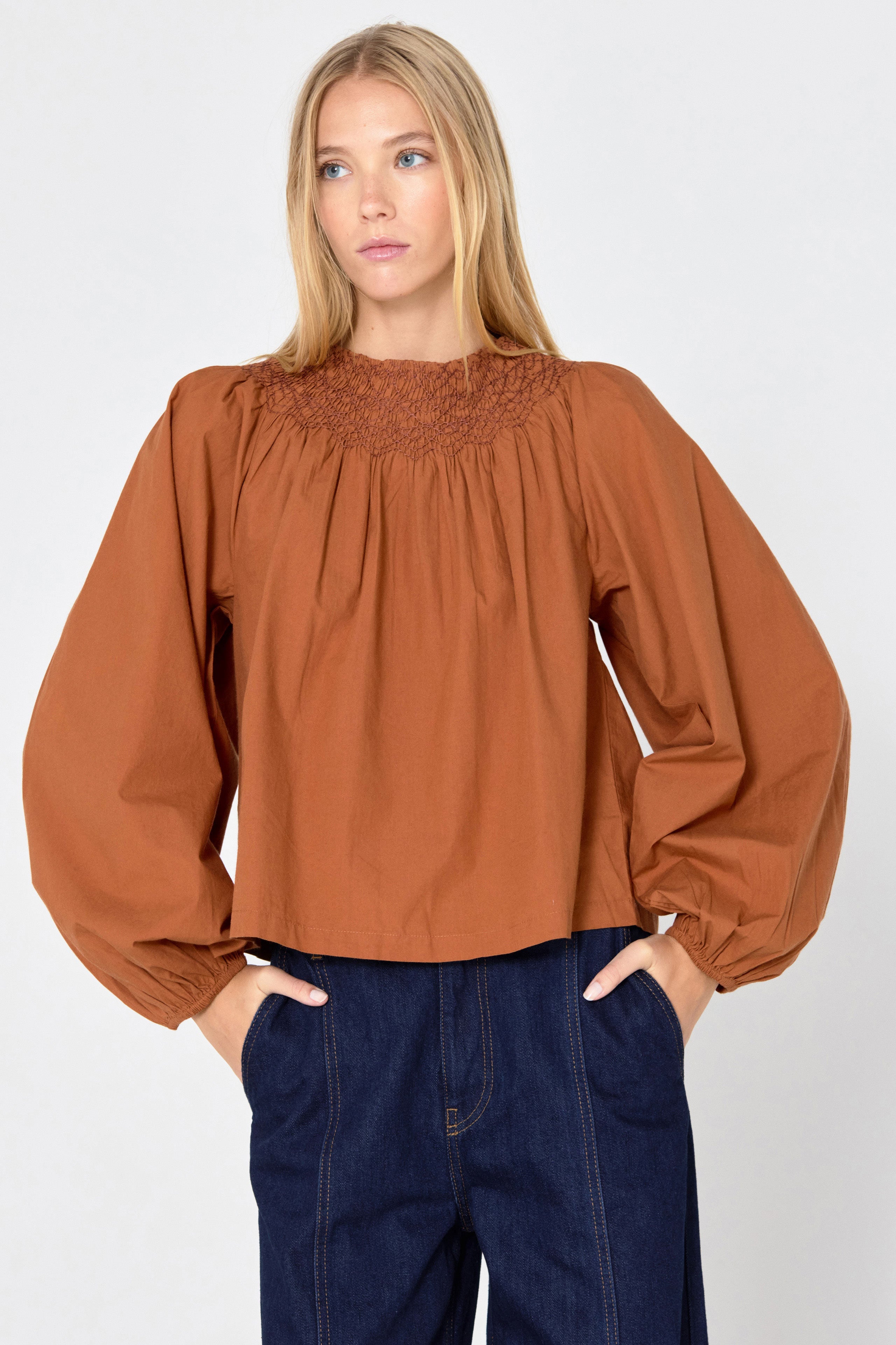 Blusa nido de abeja brown