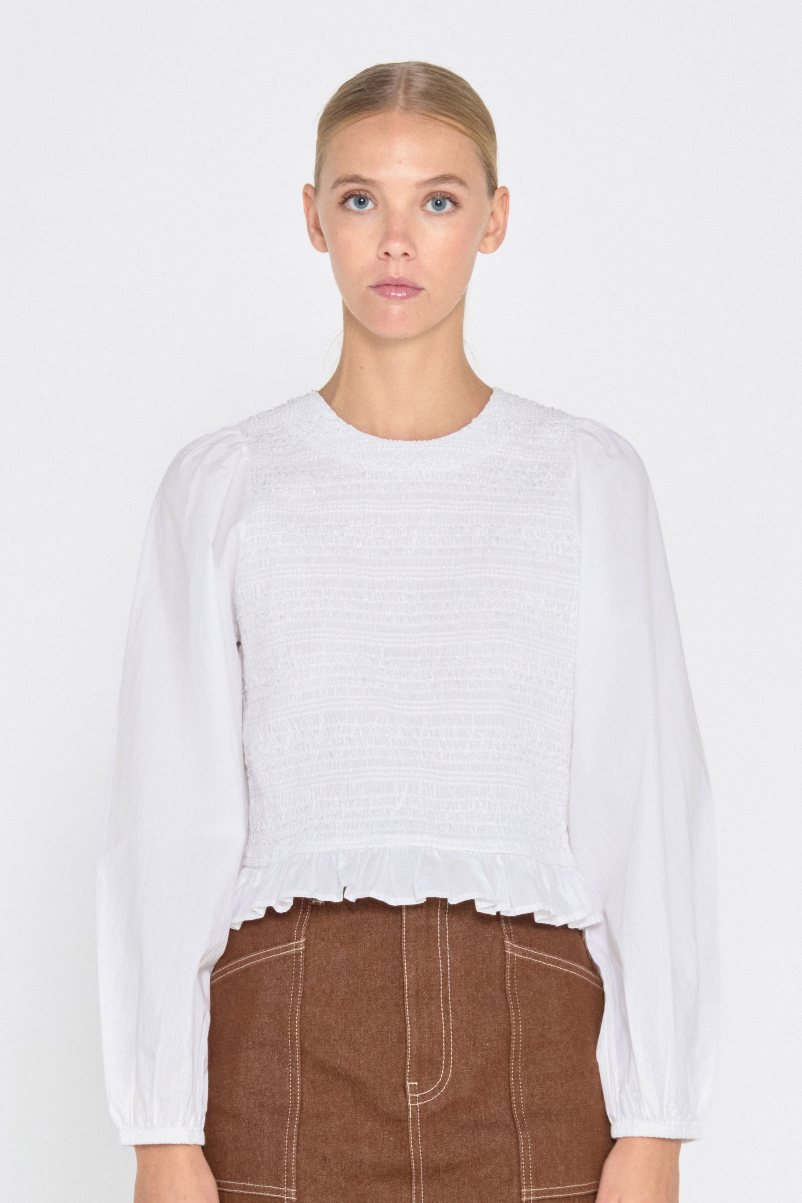 Blusa nido de abeja white