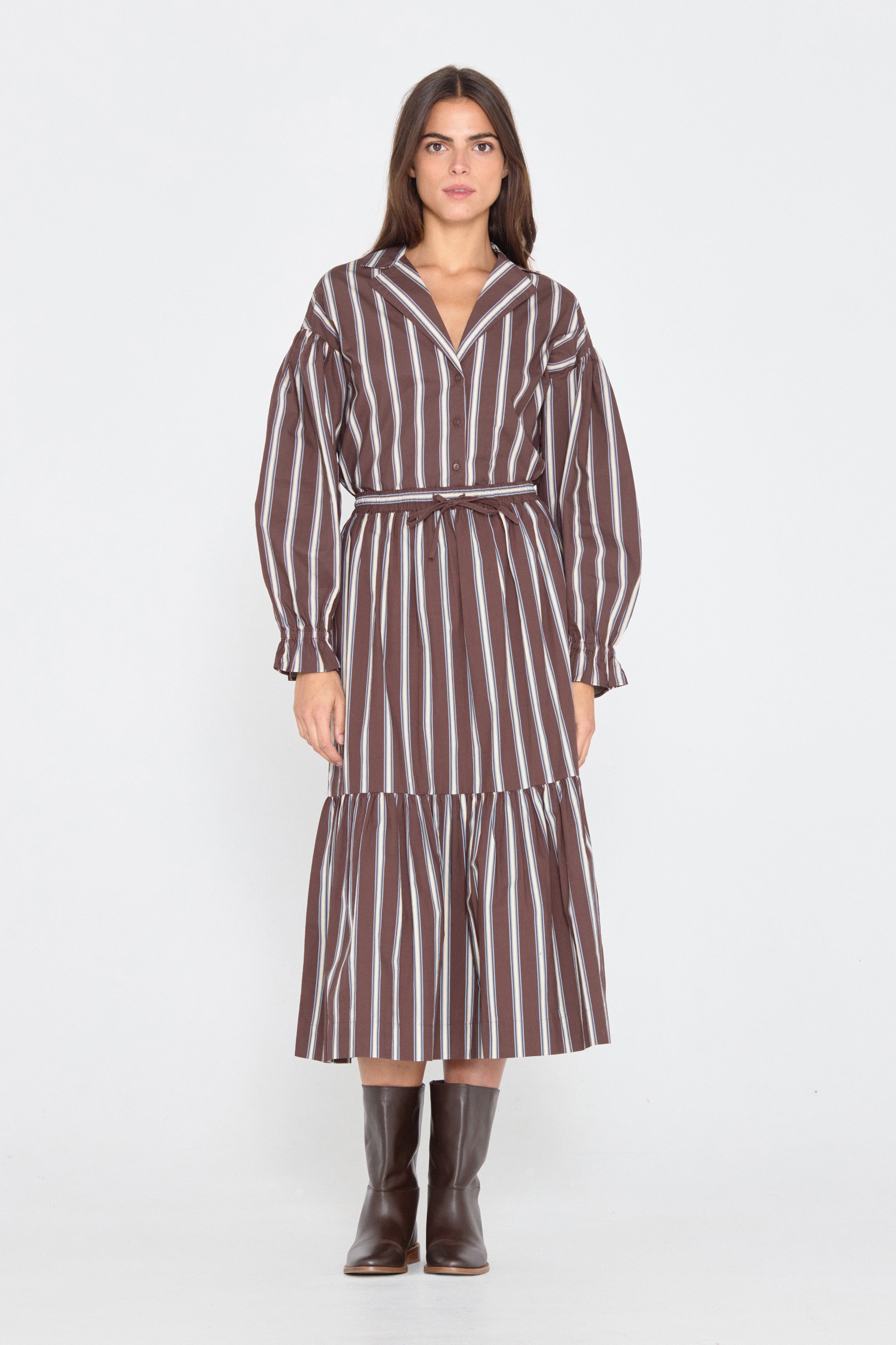 Striped frill skirt chocolate