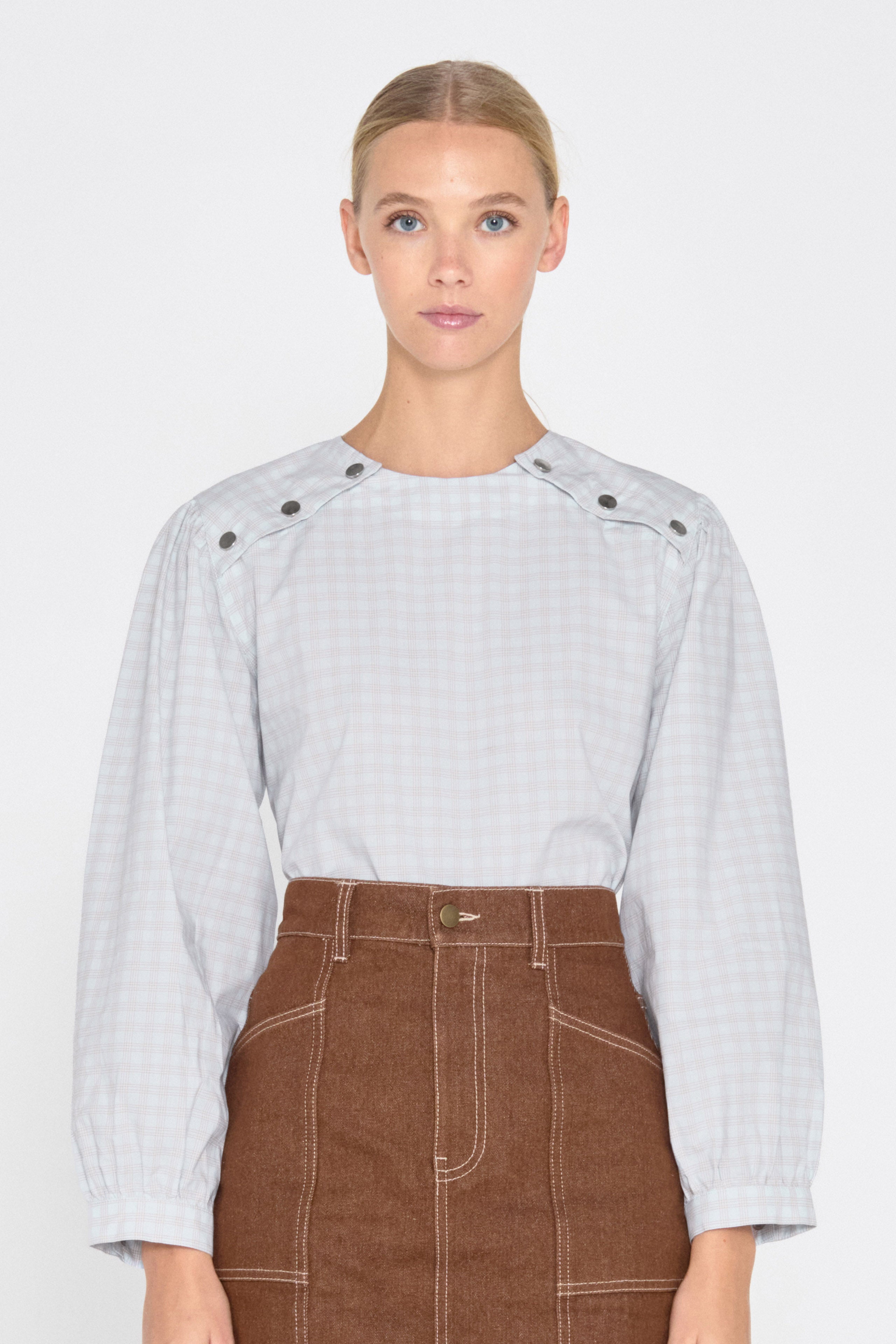 Blusa a cuadros pastel blue