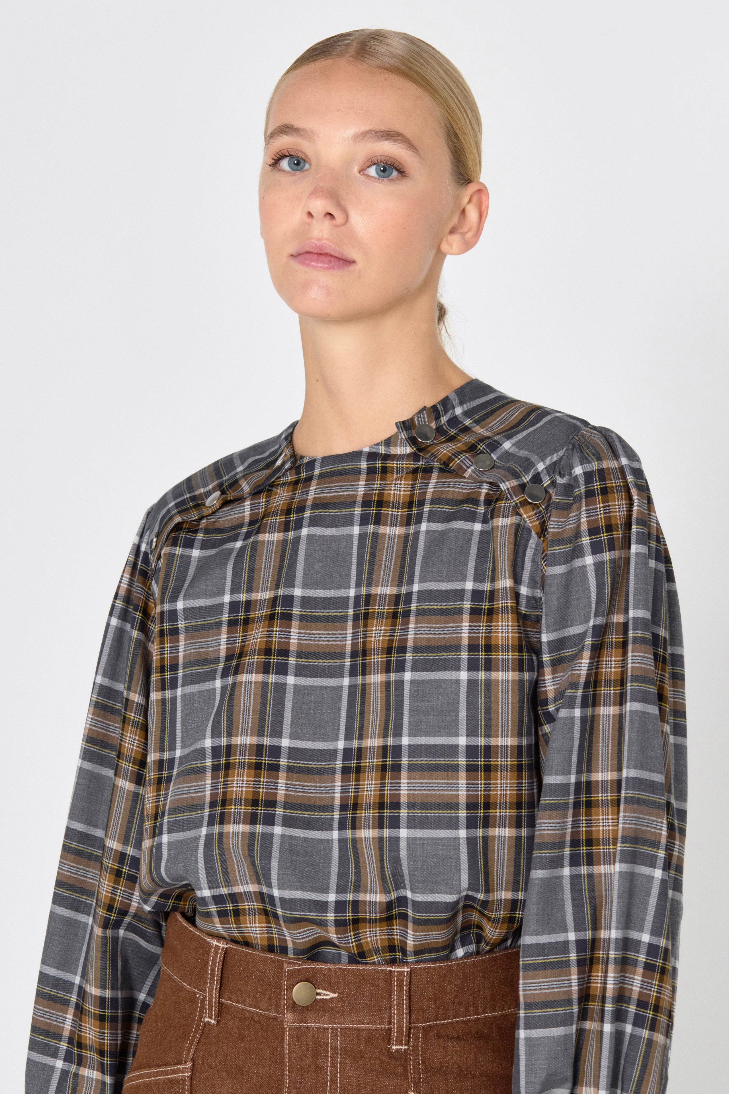 Blusa a cuadros grey melange