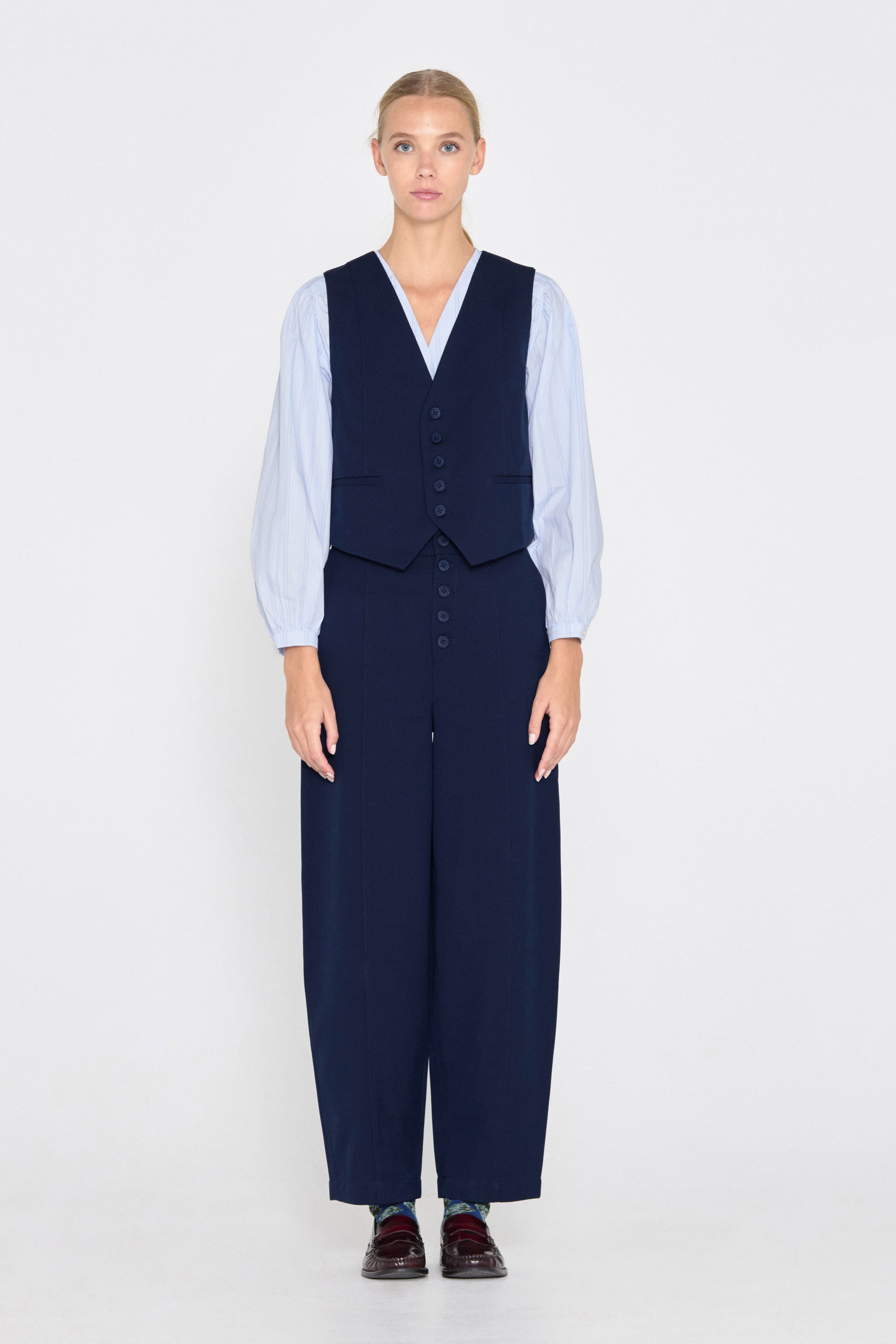 Cutlines barrel trousers navy
