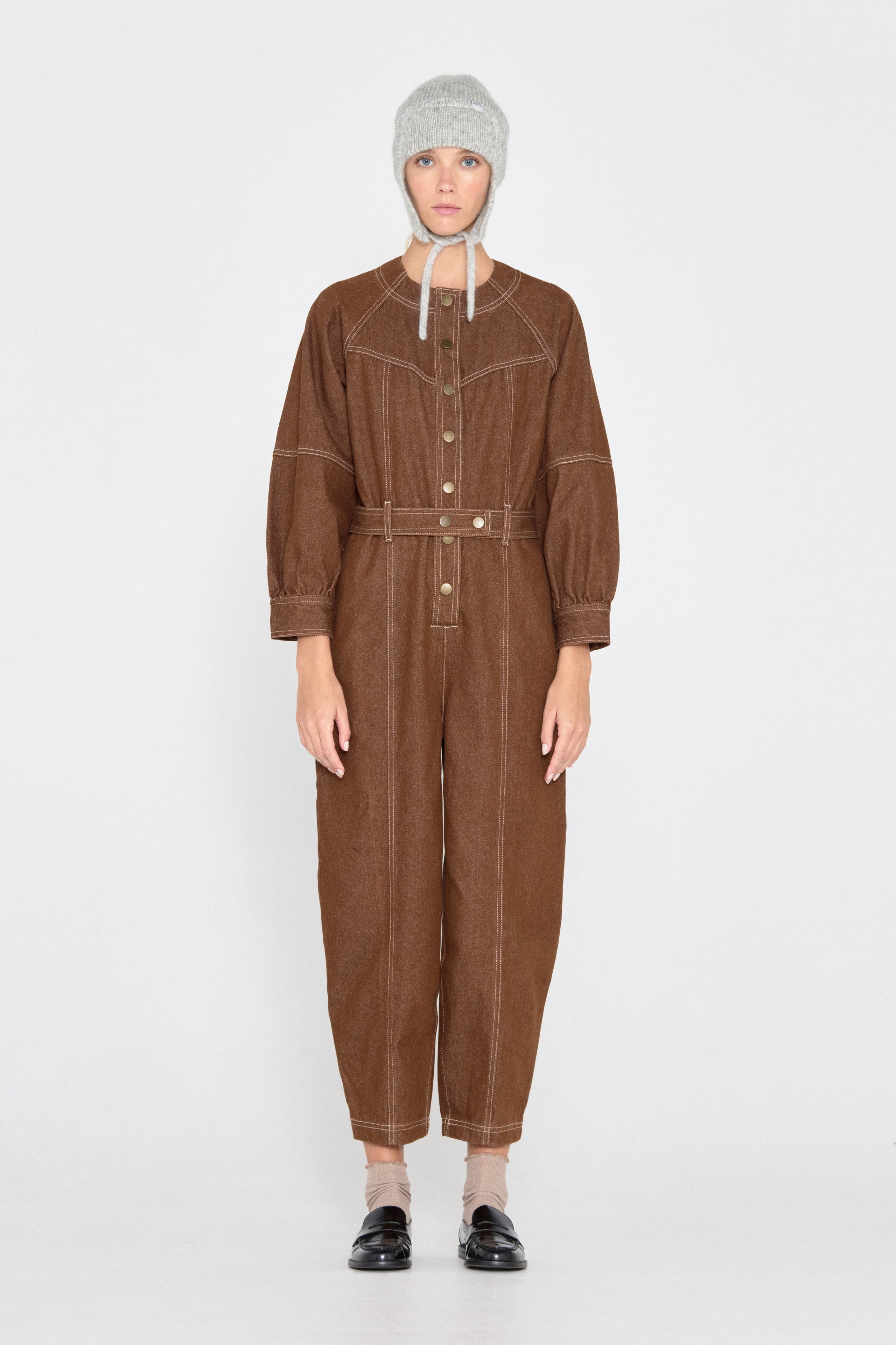 Cutline jumpsuit brown