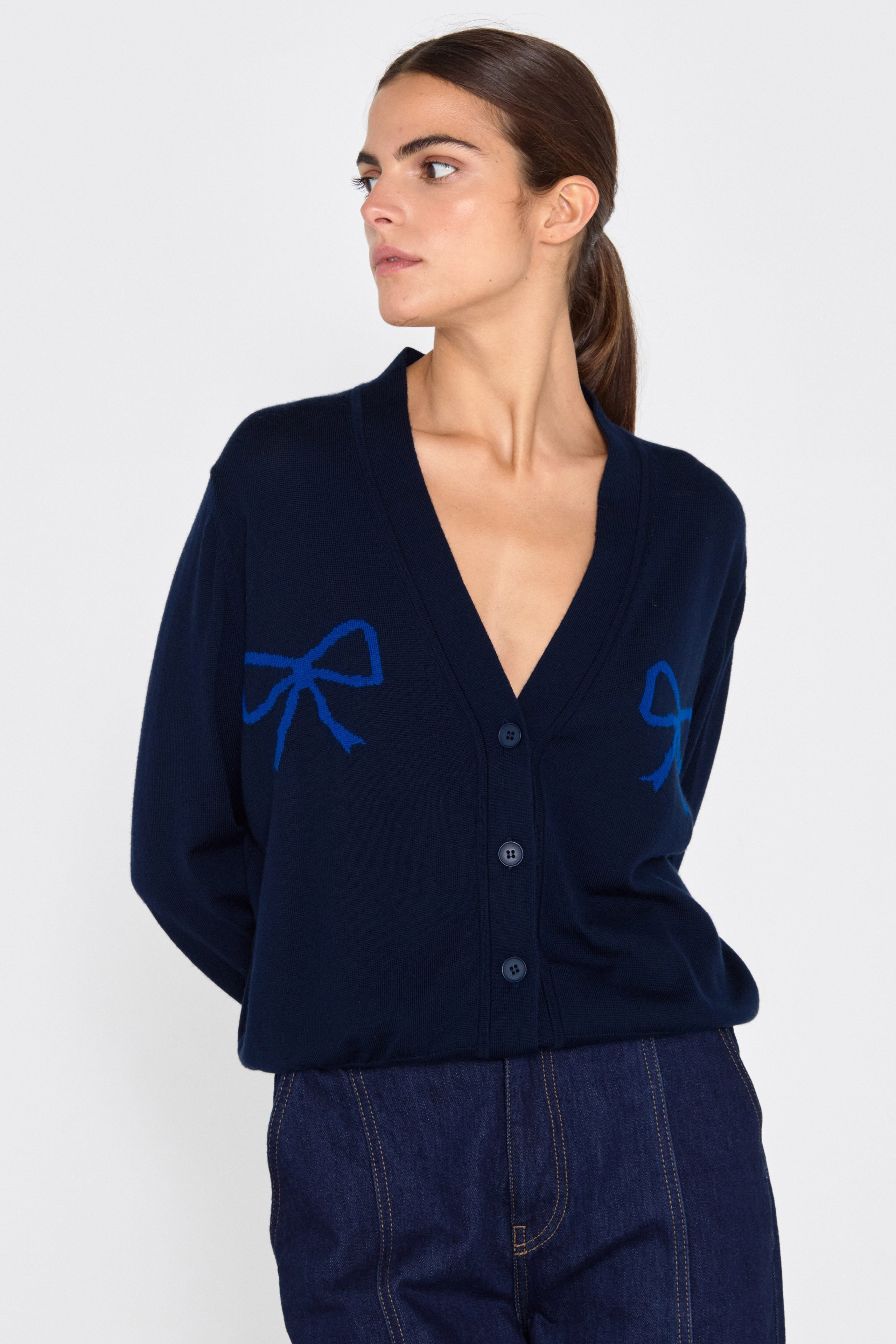 Lara bows cardigan navy