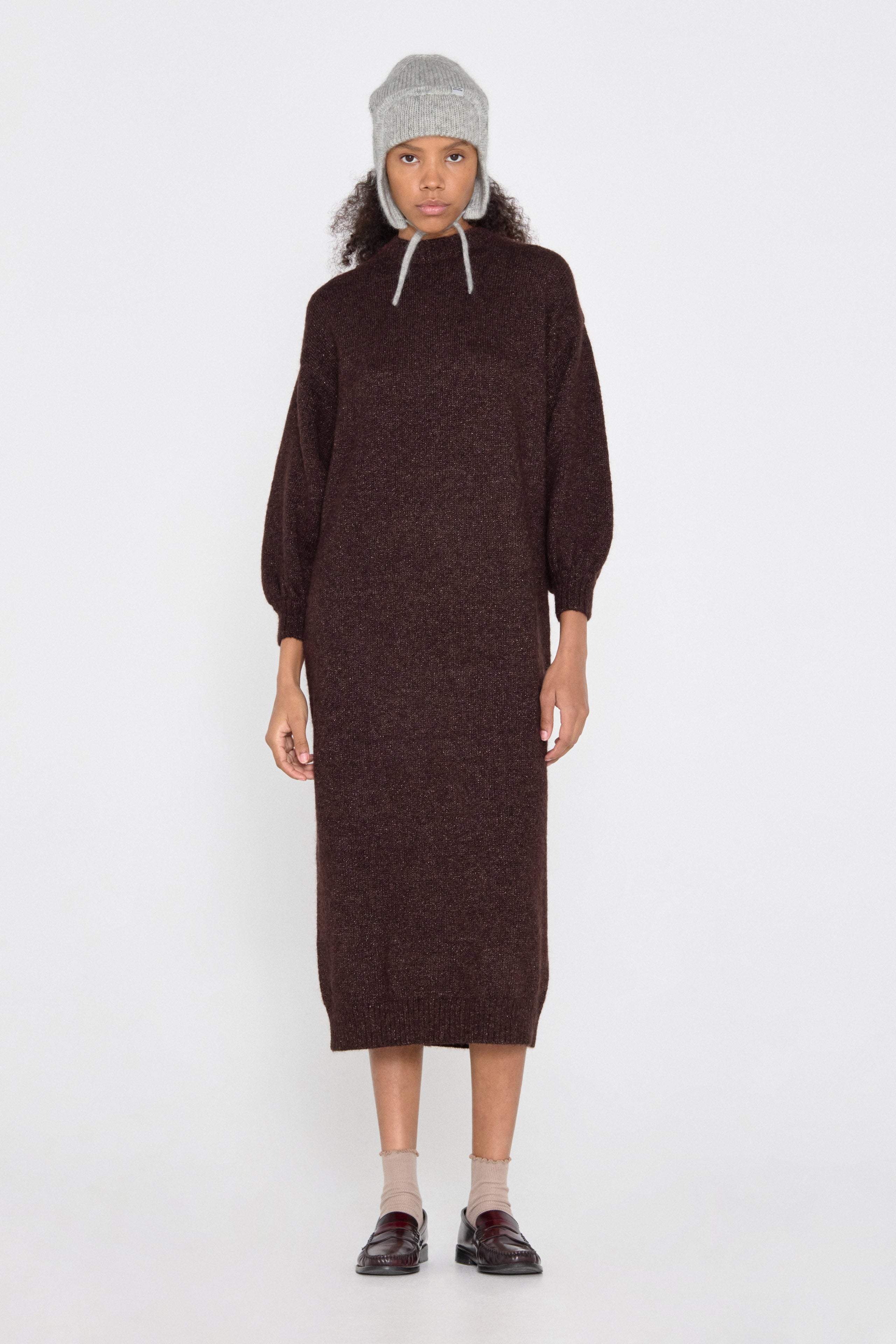 Knitted mohair dress chocolate