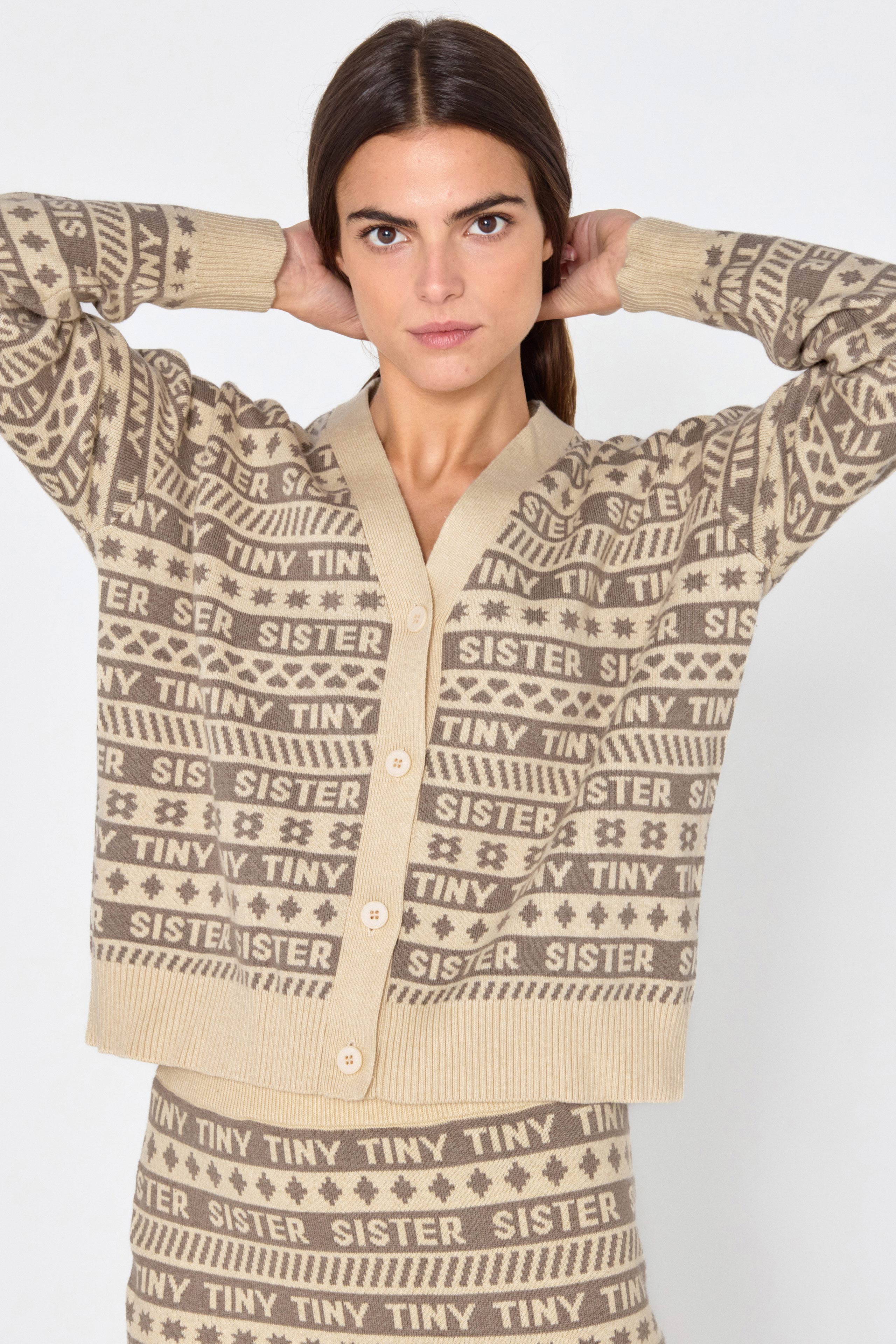 Ines jacquard cardigan ivory