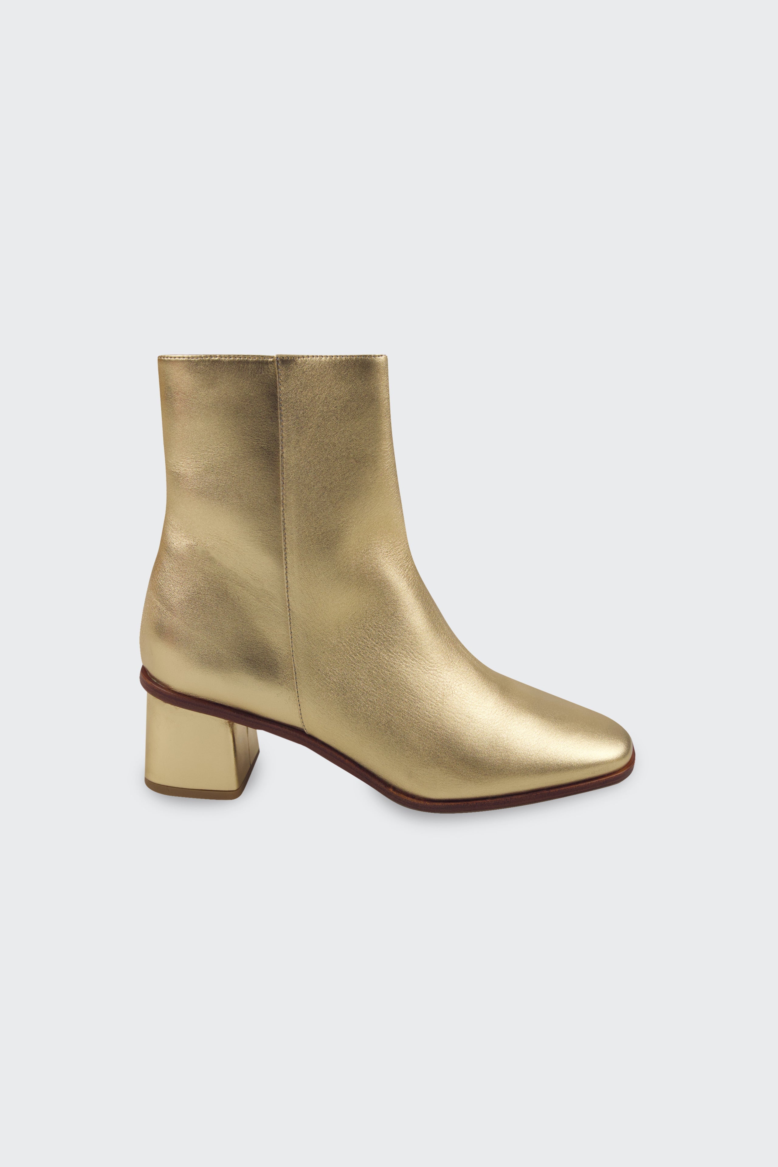 Ankle heel metallic boots gold
