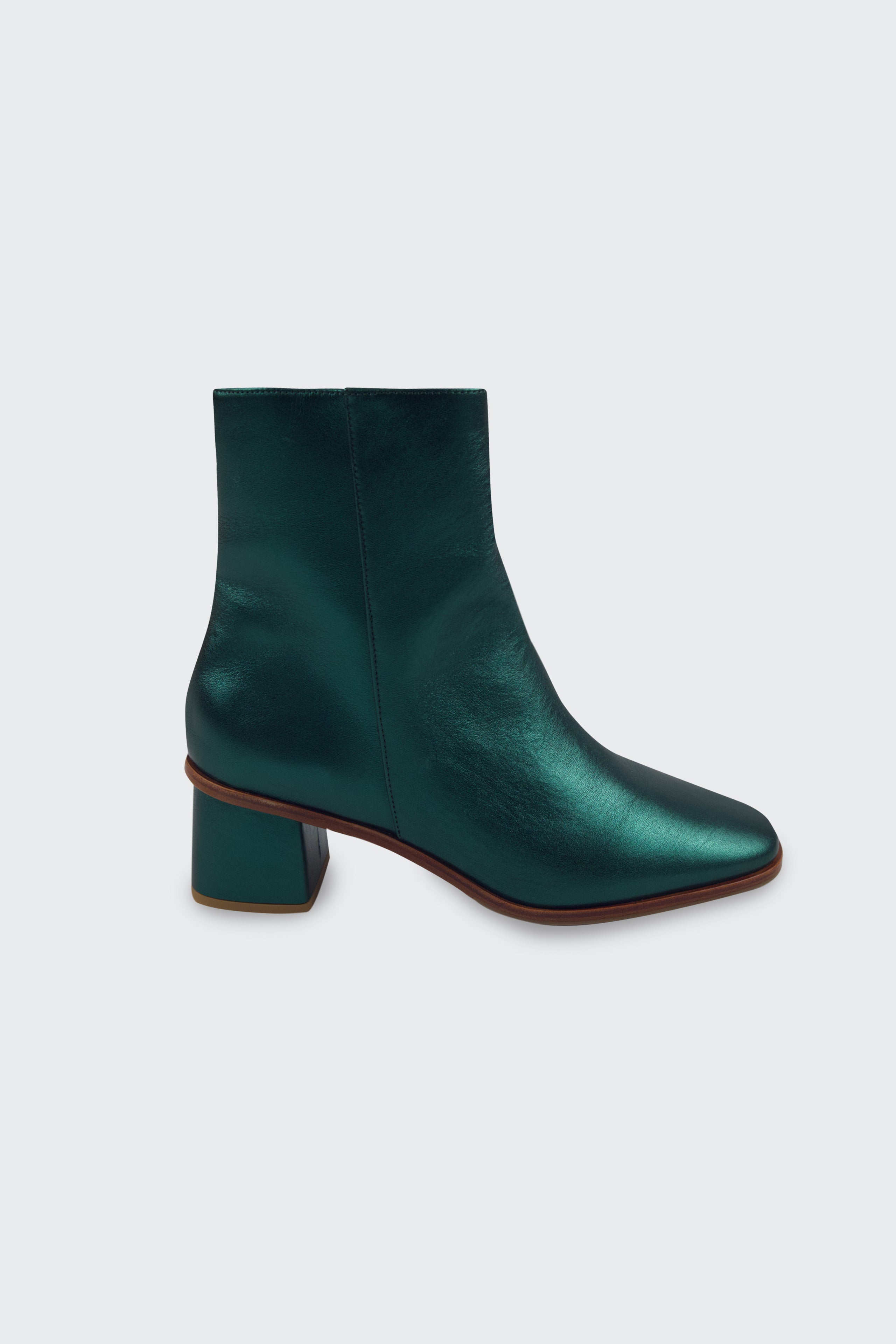 Ankle heel metallic boots green
