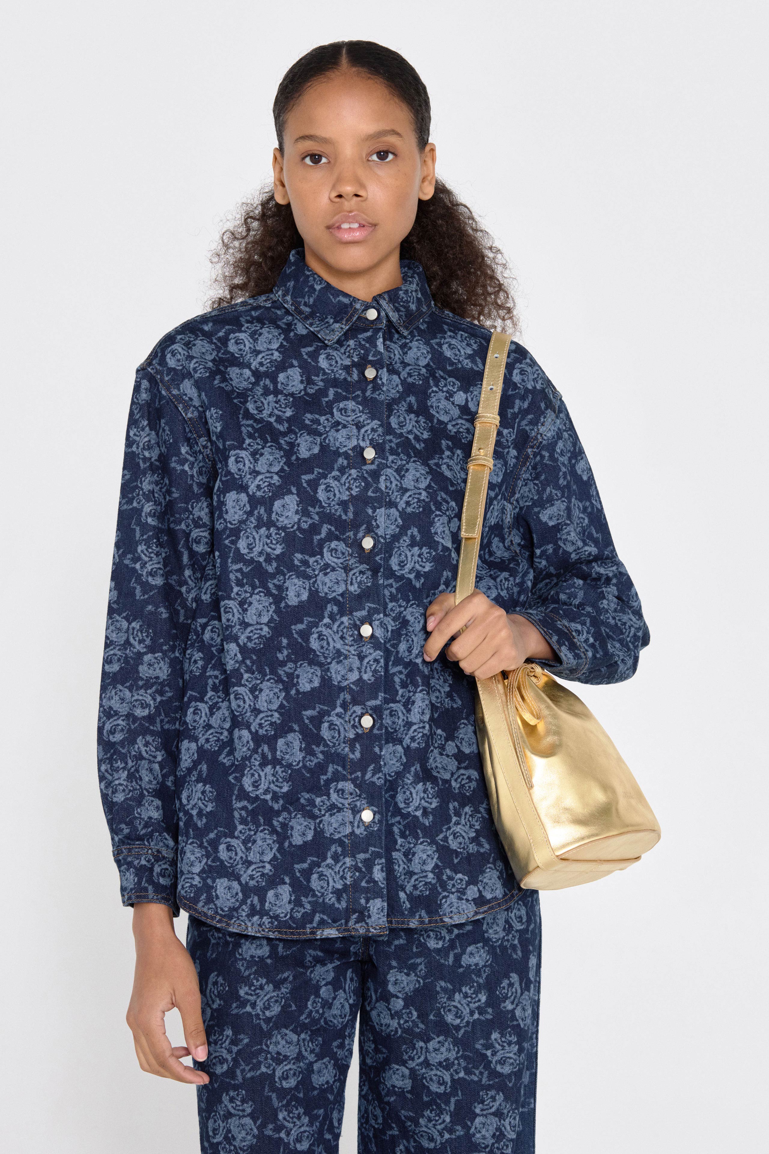 Roses denim shirt deep indigo