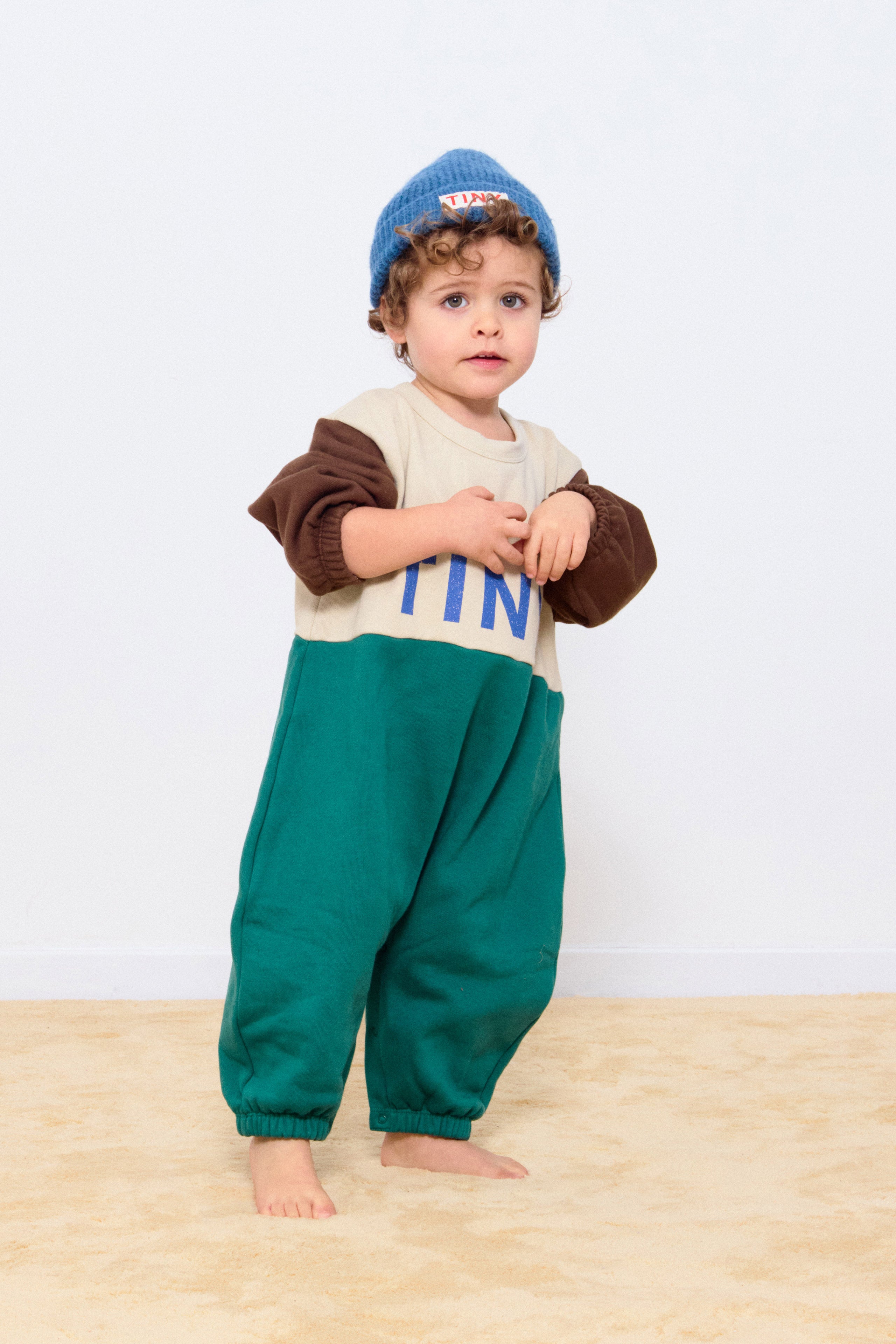 COLOR BLOCK ONE-PIECE dark vanilla