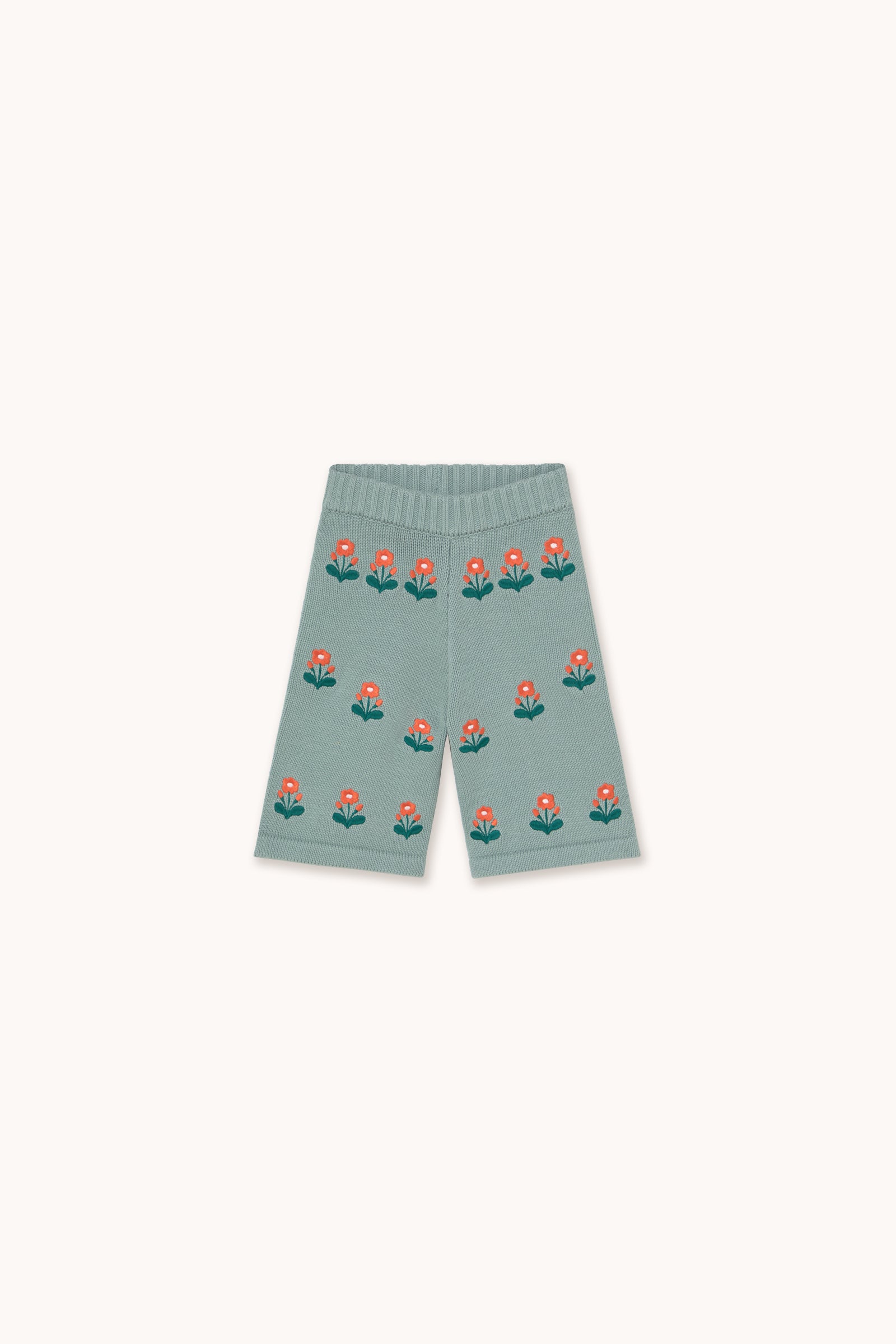 FLOWERS BABY KNITTED PANT sage