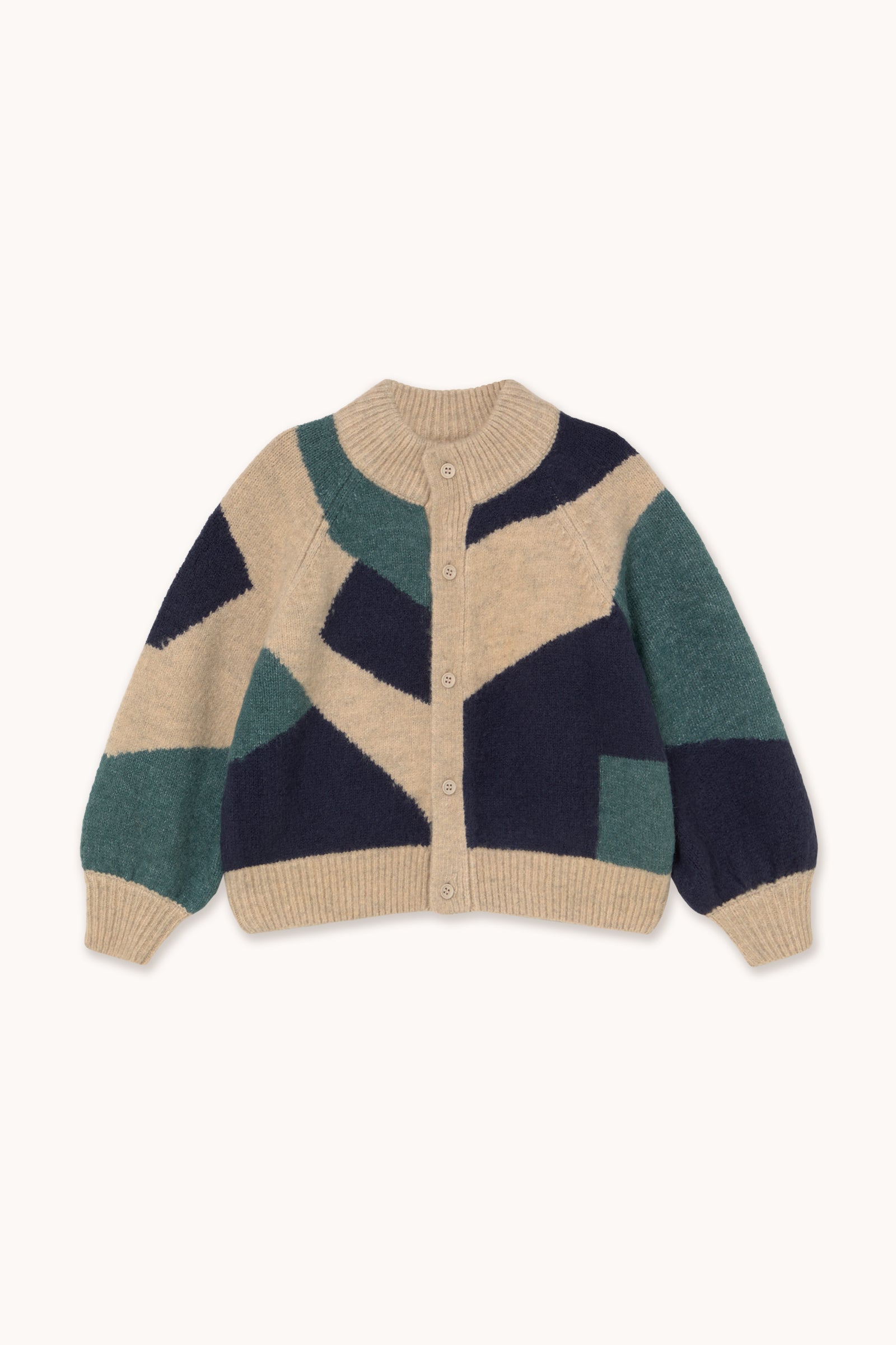 GEOMETRIC MOCKNECK CARDIGAN vanilla