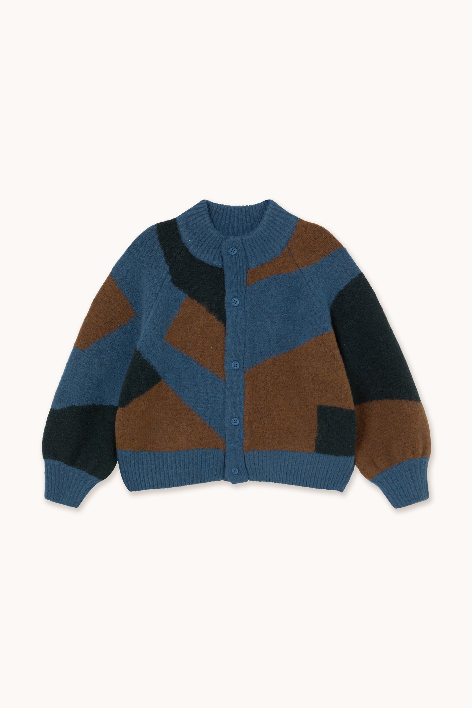 GEOMETRIC MOCKNECK CARDIGAN dark blue