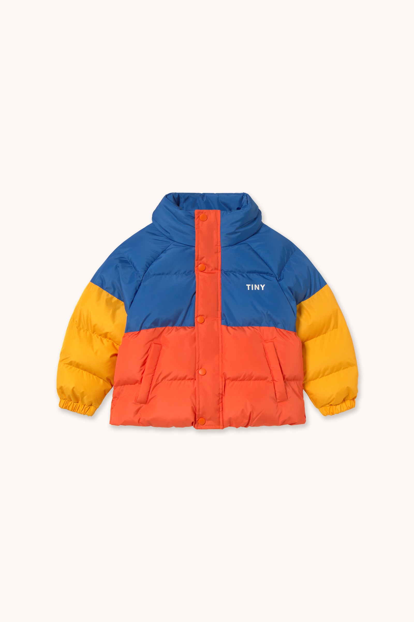 COLOR BLOCK SHORT PADDED JACKET summer red