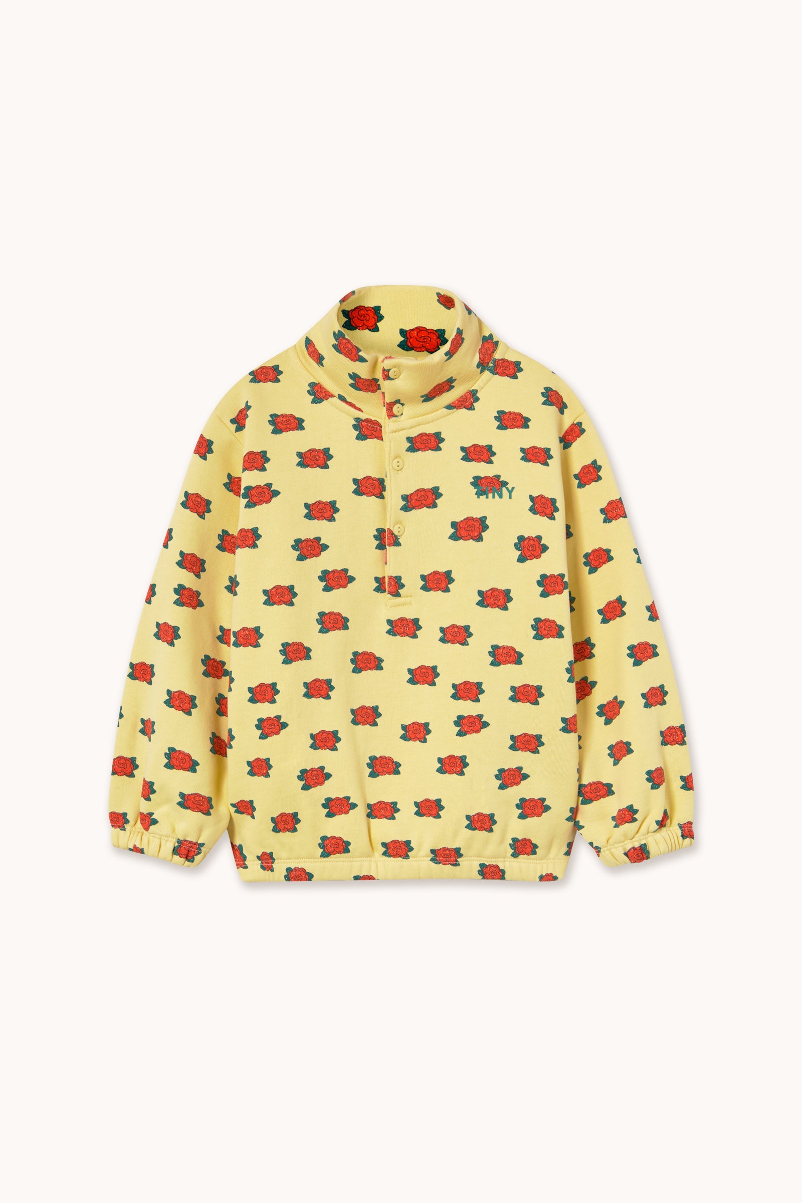 CAMELIAS PATTERN MOCKNECK SWEATSHIRT dusty yellow