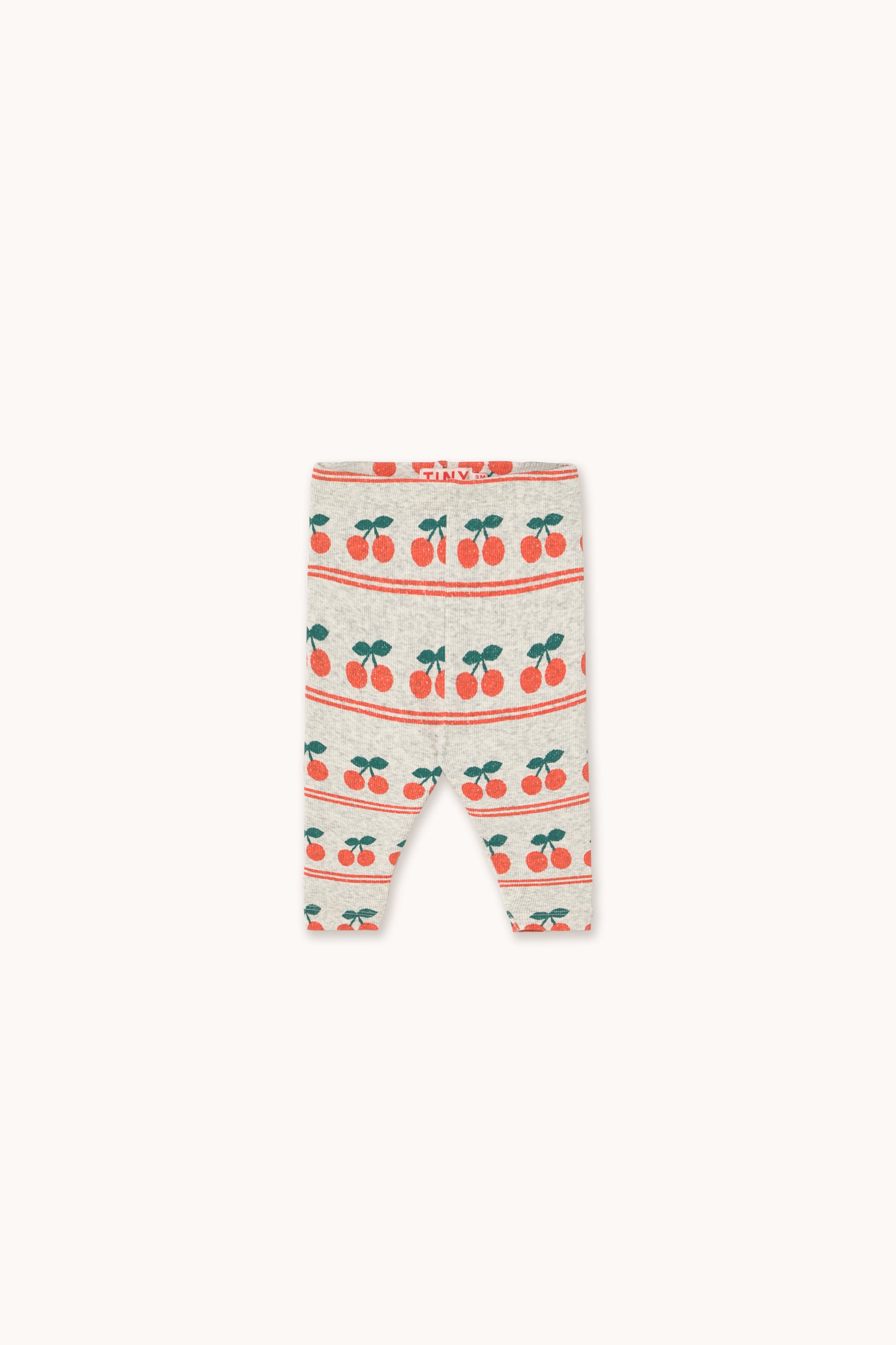 CHERRY PATTERN RIB BABY PANT light cream heather