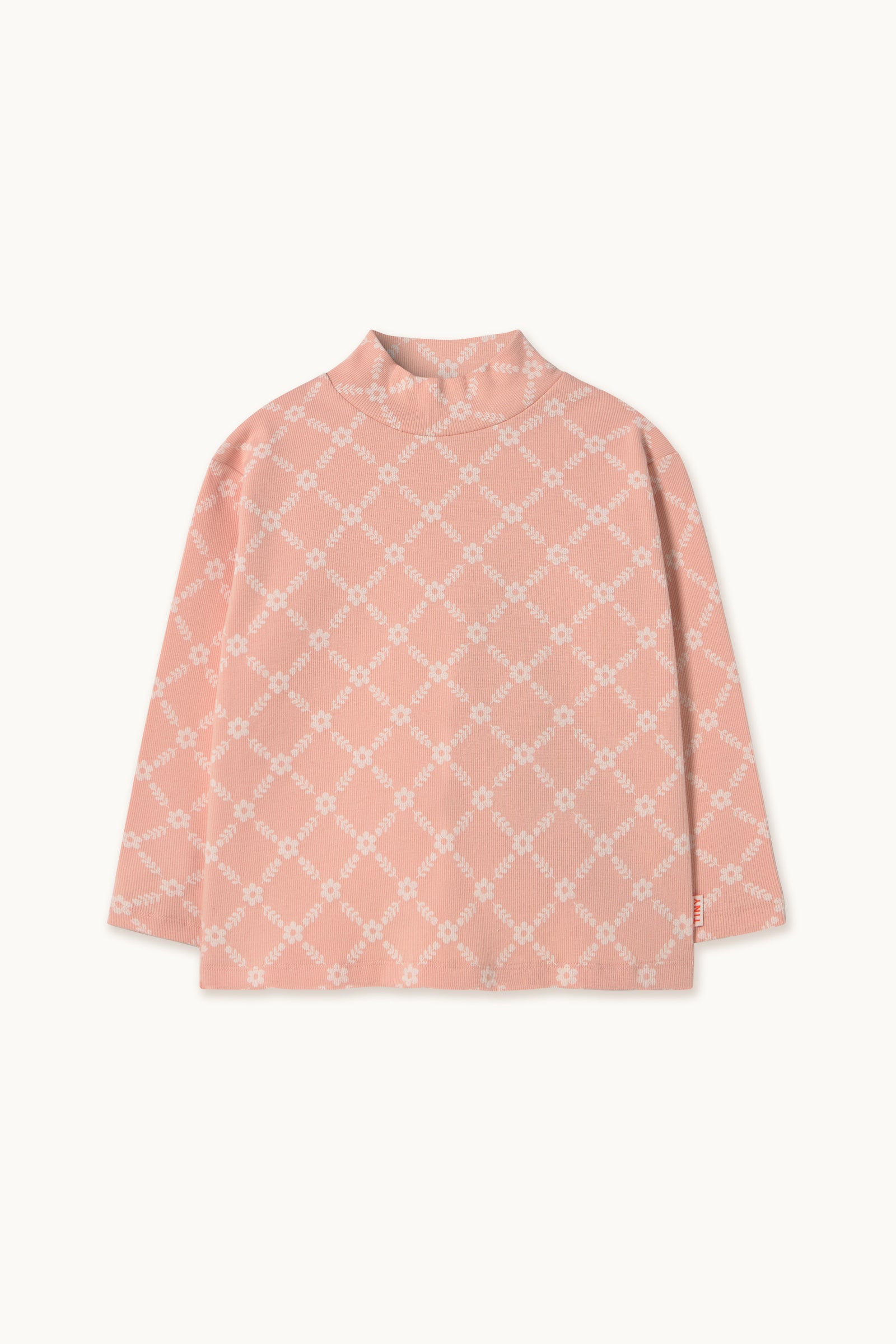 FLOWER GRID RIB MOCKNECK wild rose