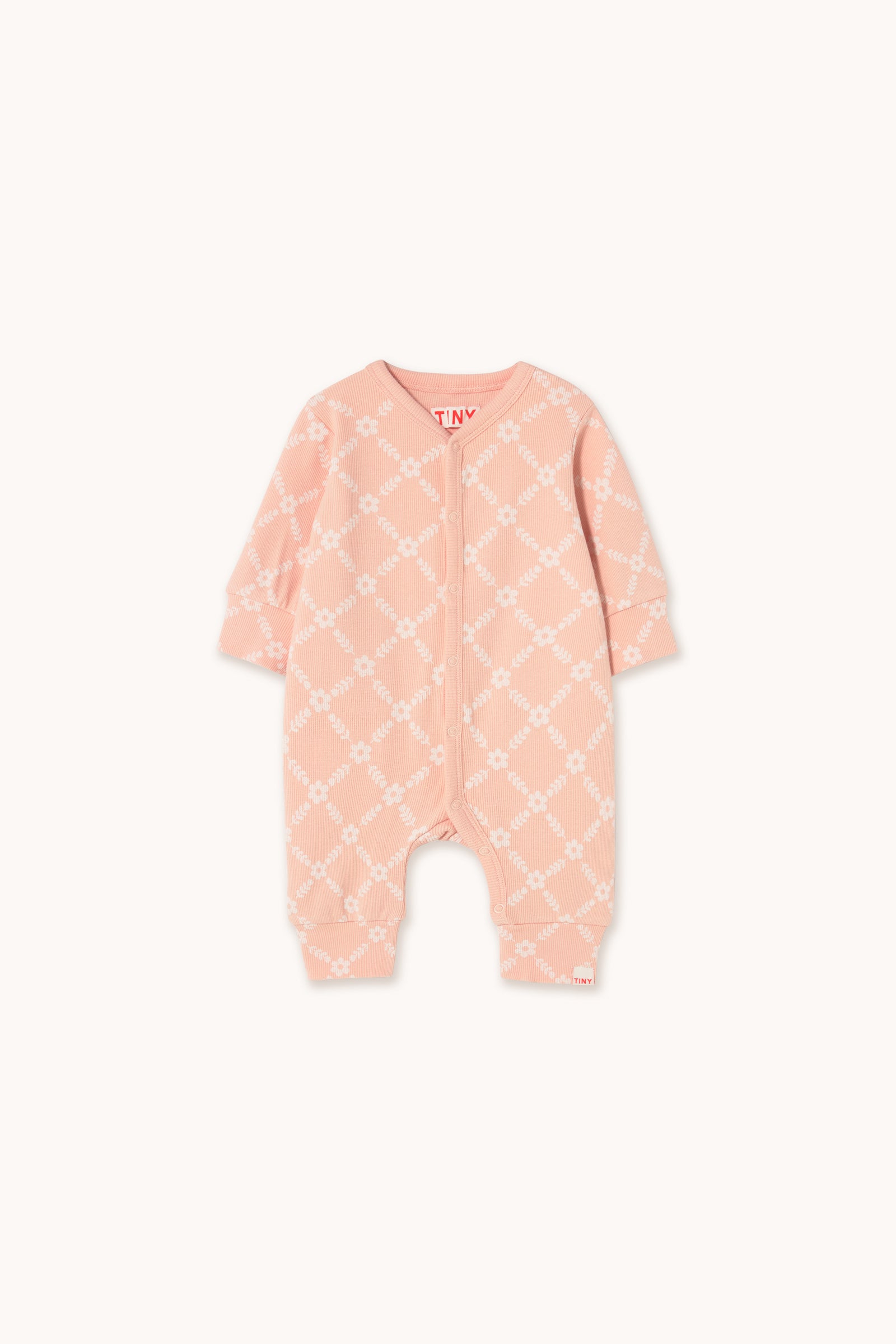 FLOWER GRID RIB ONE-PIECE wild rose