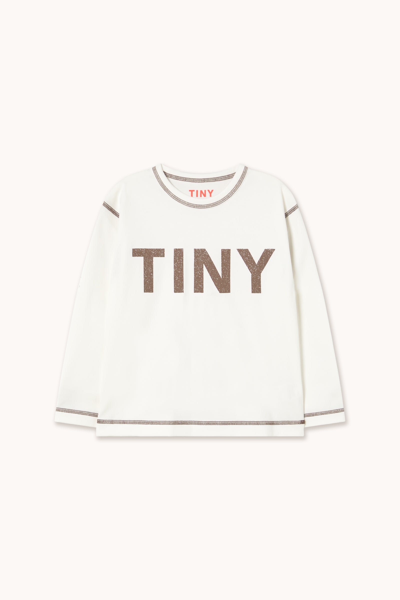 CONTRAST SLEEVE TEE off-white/dark brown