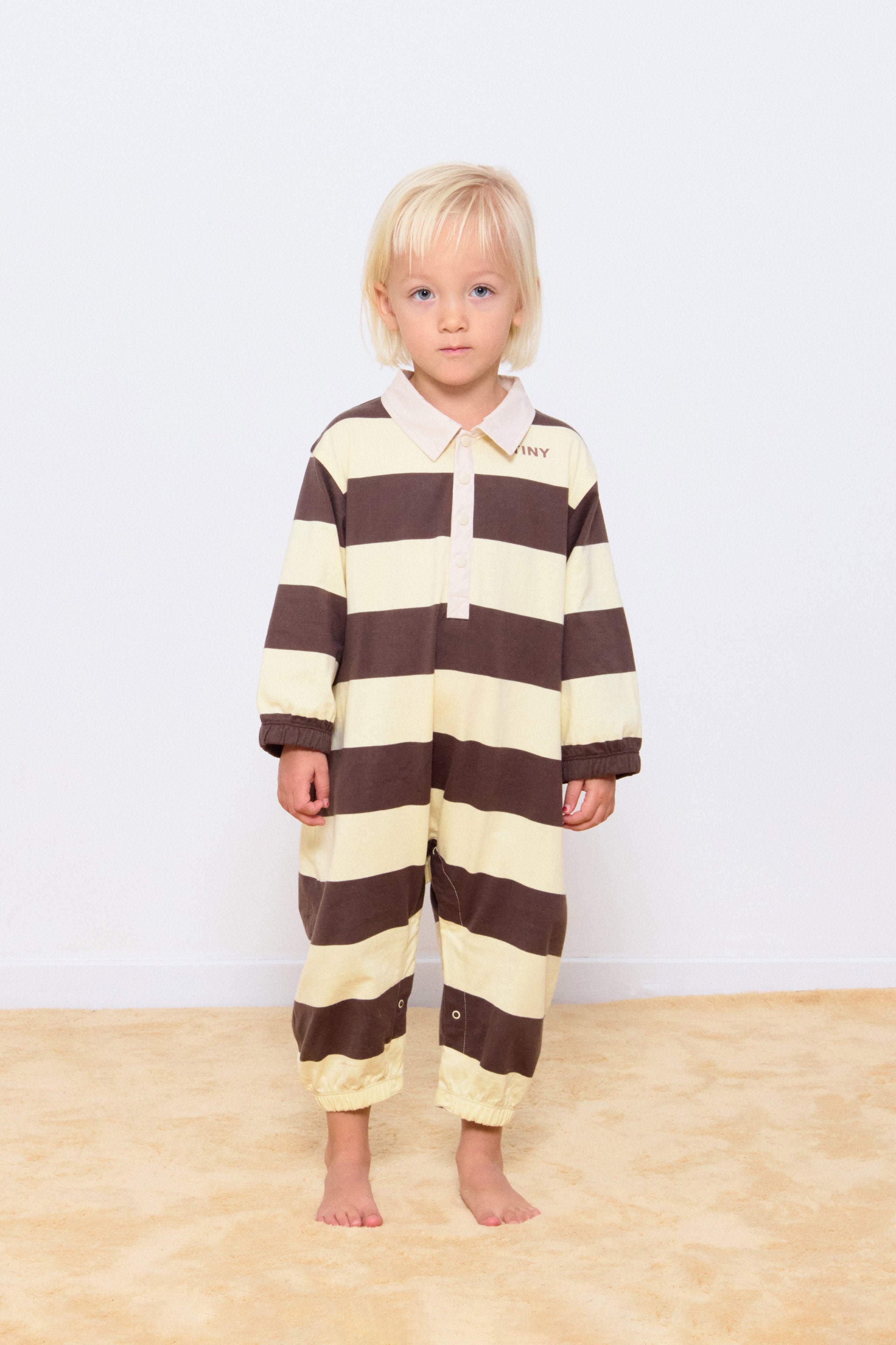 STRIPES POLO ONE-PIECE dusty yellow